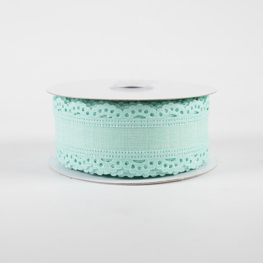 1.5" Scalloped Edge Ribbon: Mint Green (10 Yards)