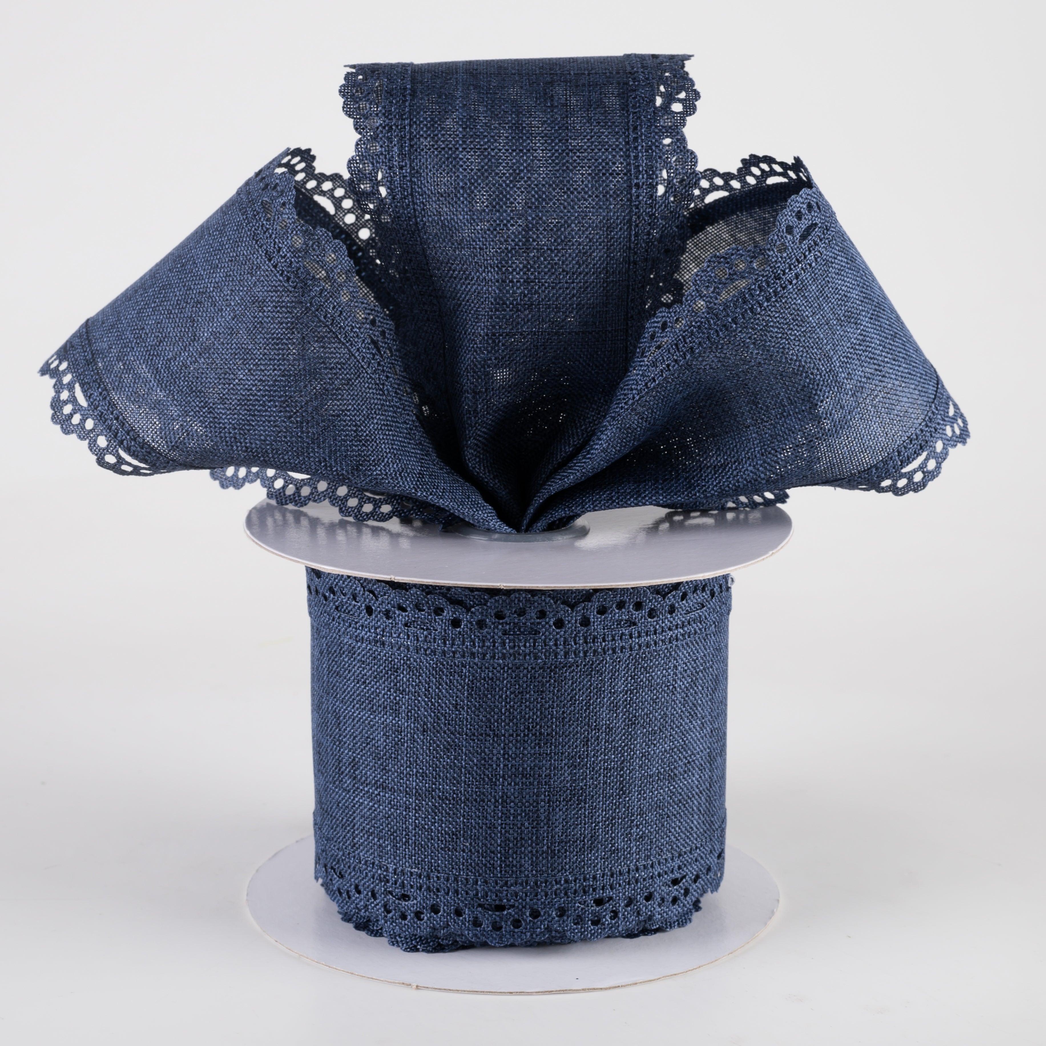 2.5" Scalloped Edge Ribbon: Navy Blue (10 Yards) Lifestyle Photo