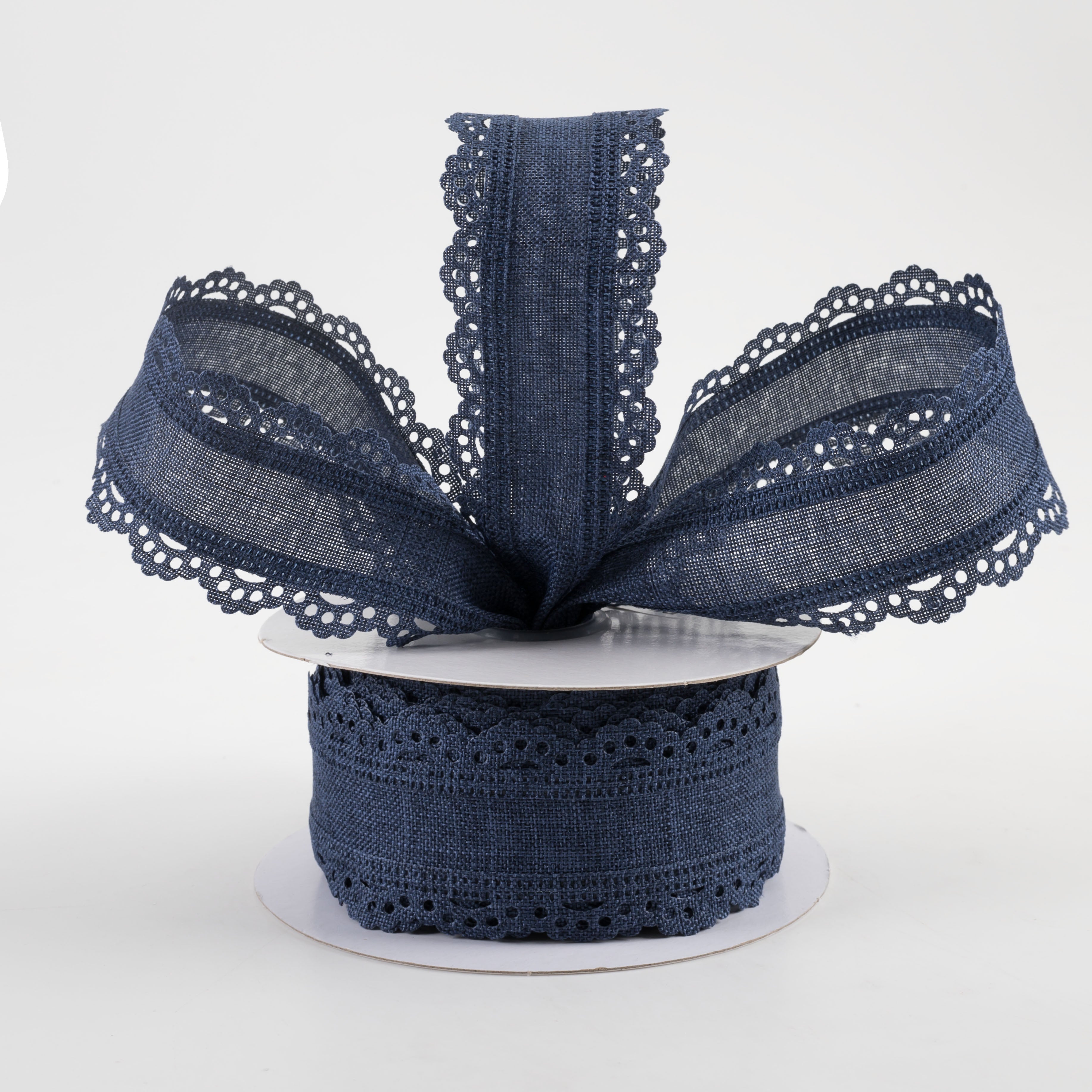 1.5" Scalloped Edge Ribbon: Navy Blue (10 Yards) Lifestyle Photo