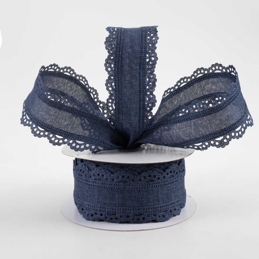 1.5" Scalloped Edge Ribbon: Navy Blue (10 Yards) Lifestyle Photo