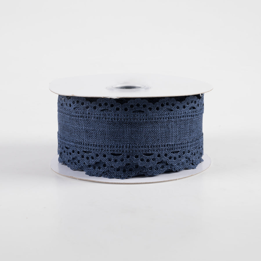 1.5" Scalloped Edge Ribbon: Navy Blue (10 Yards)