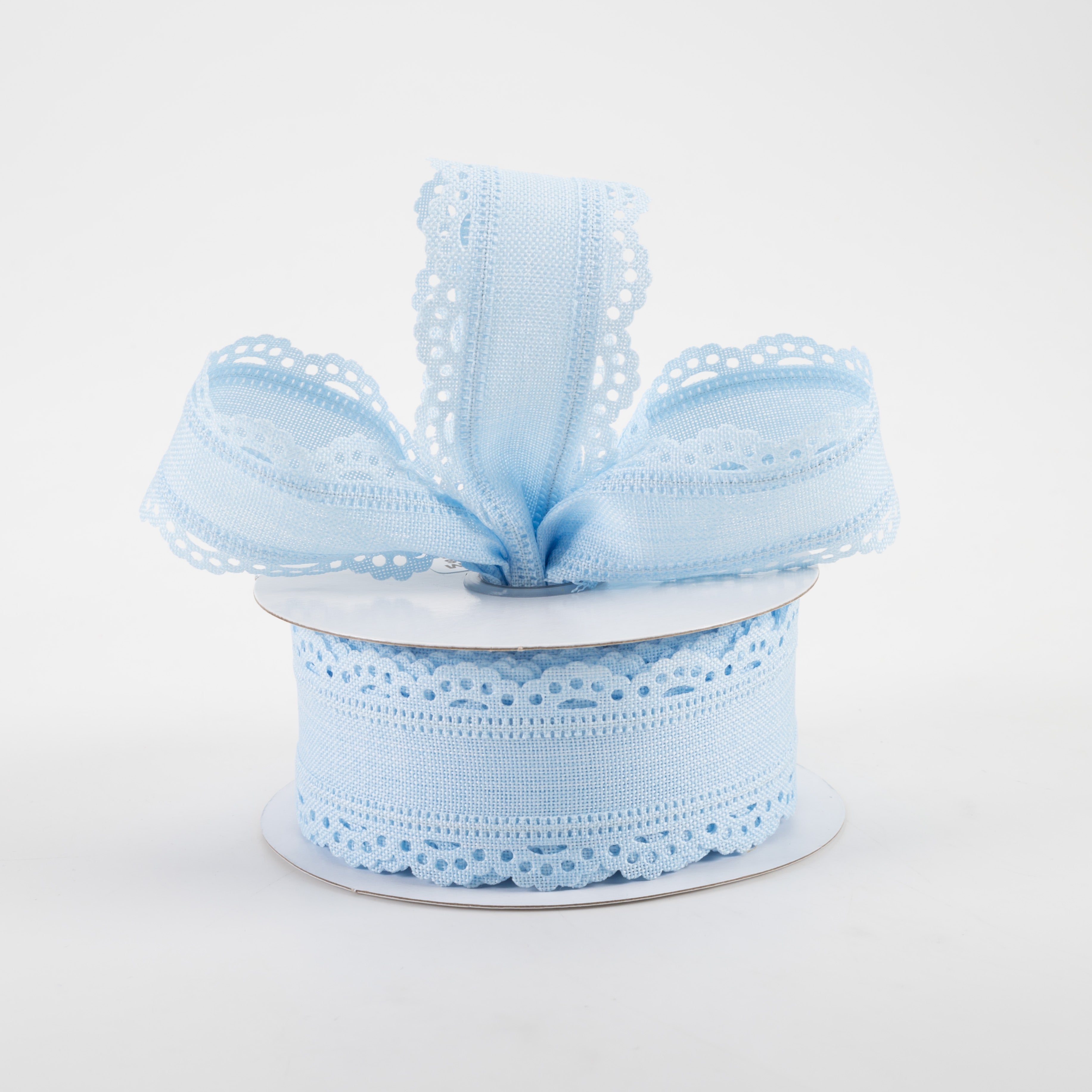 1.5" Scalloped Edge Ribbon: Pale Blue (10 Yards) Lifestyle Photo