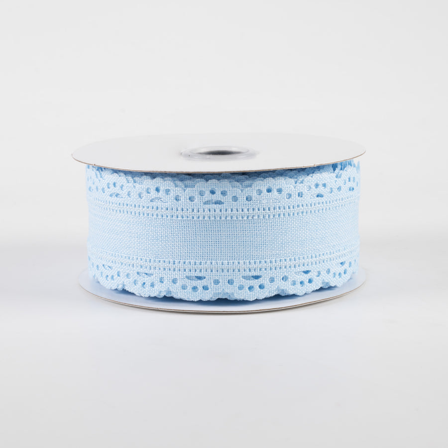 1.5" Scalloped Edge Ribbon: Pale Blue (10 Yards)