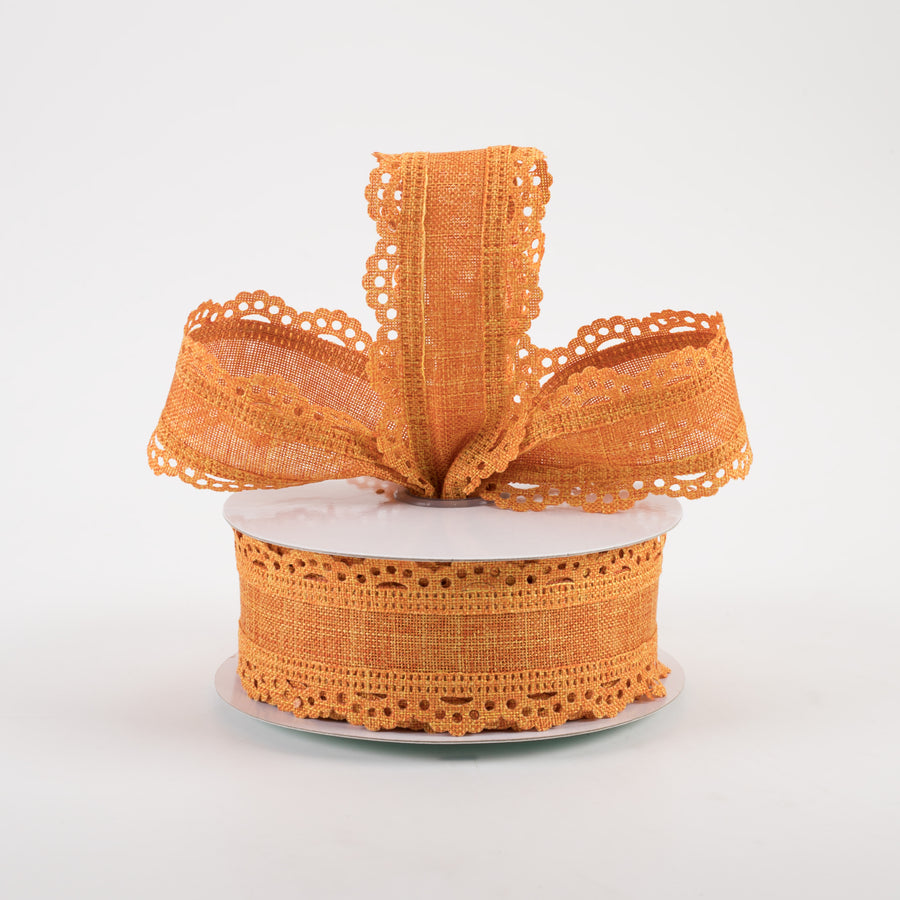 1.5" Scalloped Edge Ribbon: Pumpkin Orange (10 Yards) Lifestyle Photo