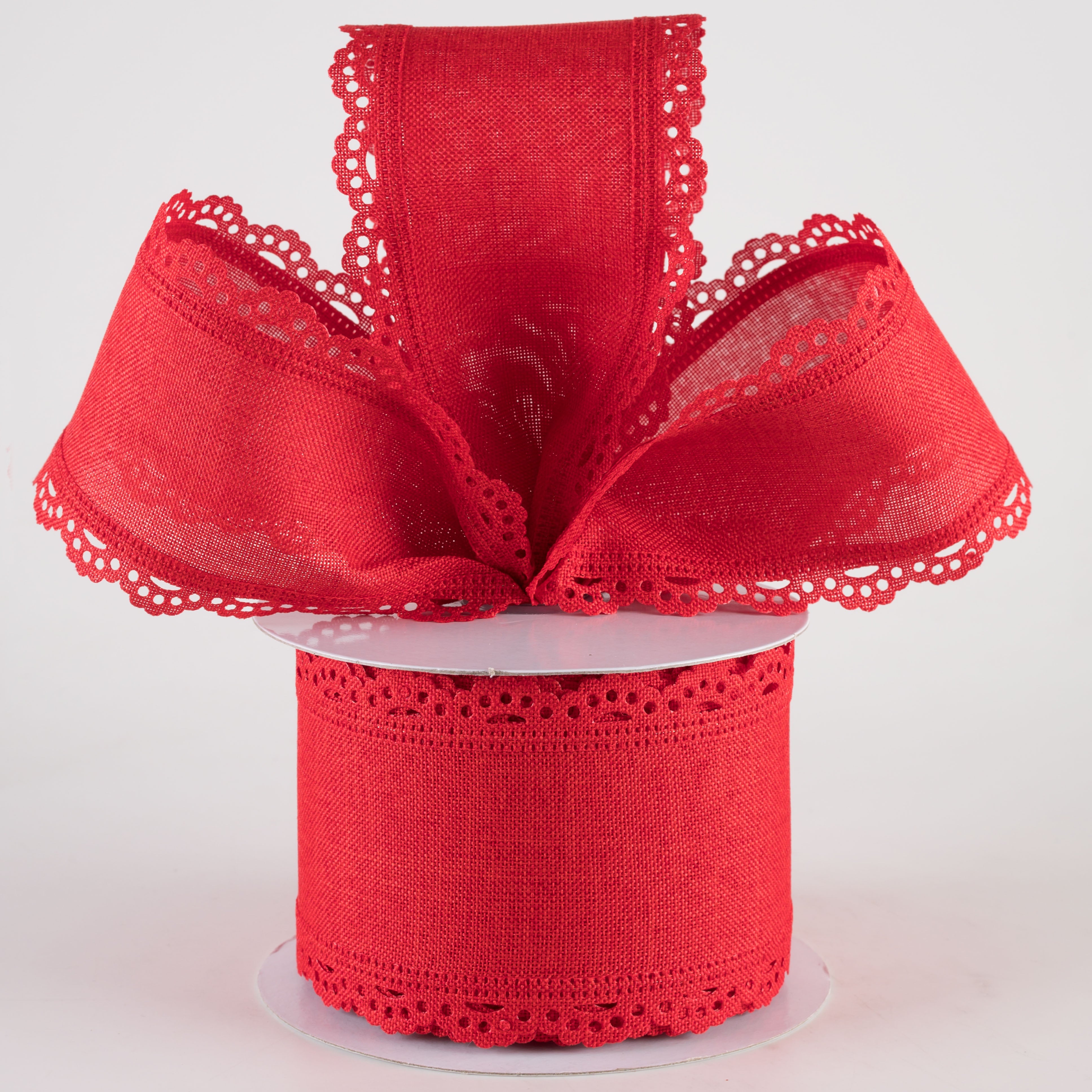 2.5" Scalloped Edge Ribbon: Red (10 Yards) Lifestyle Photo