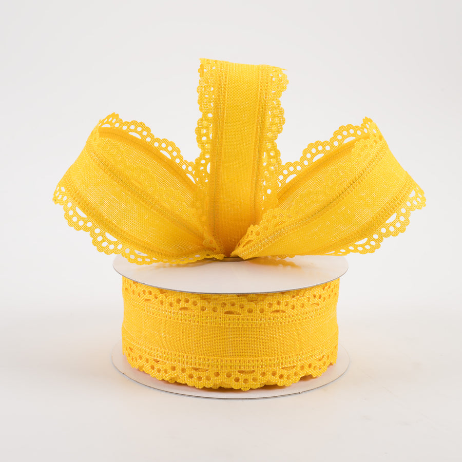 1.5" Scalloped Edge Ribbon: Sun Yellow (10 Yards) Lifestyle Photo