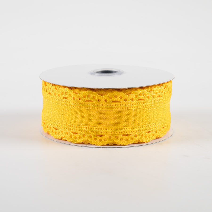 1.5" Scalloped Edge Ribbon: Sun Yellow (10 Yards)