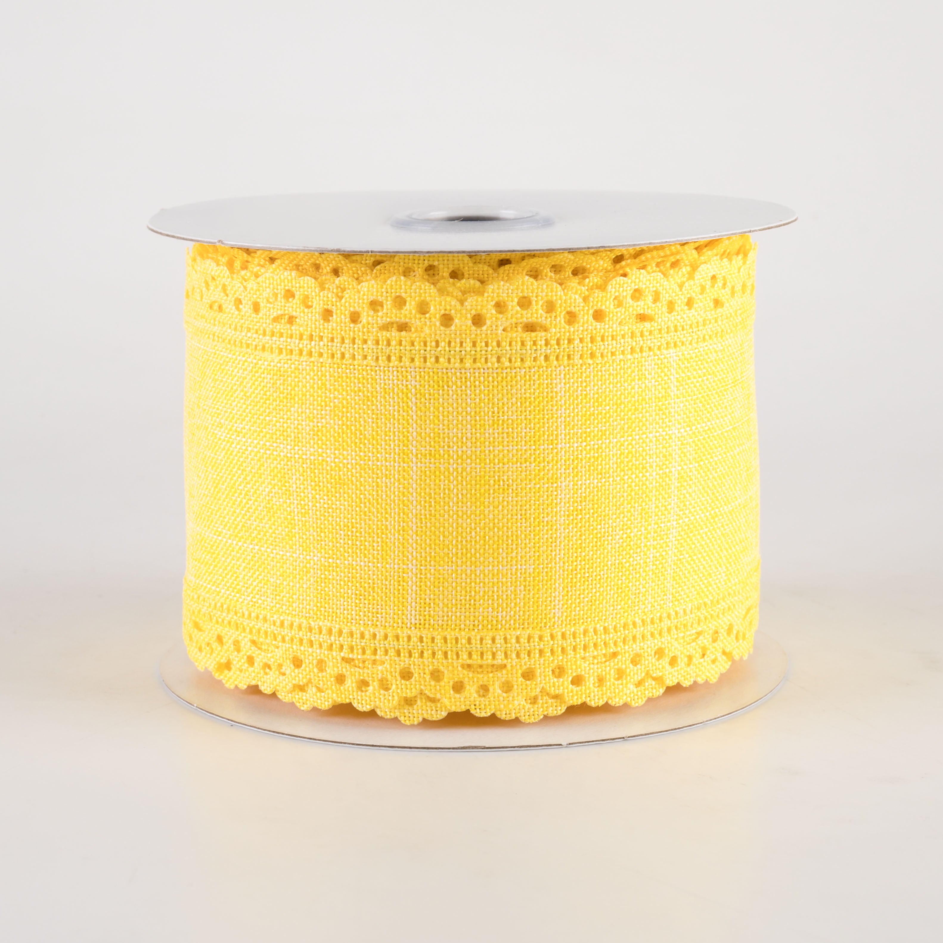 2.5" Scalloped Edge Ribbon: Yellow (10 Yards)