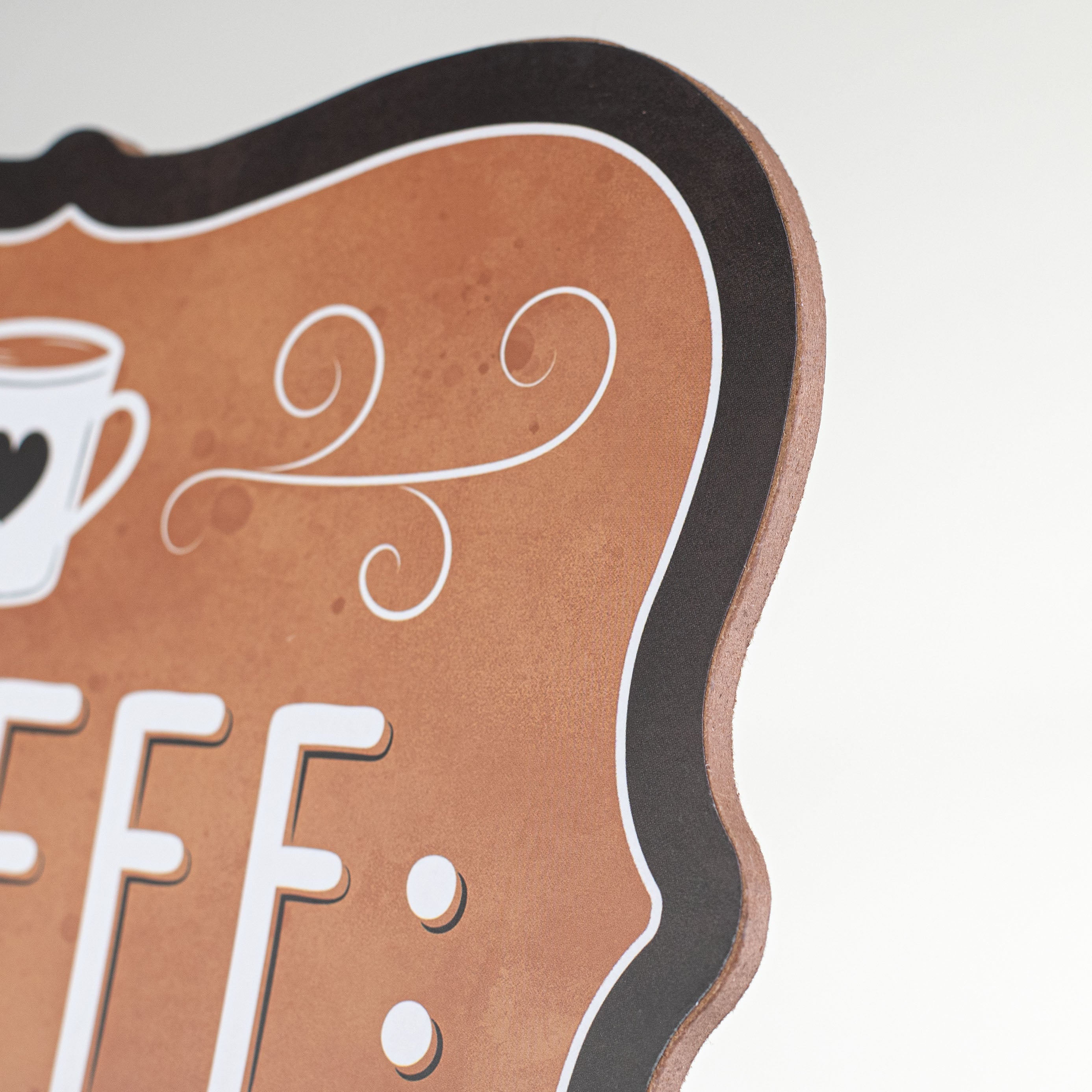 10" Scalloped Wooden Sign: Coffee Survival Juice detail photo 3