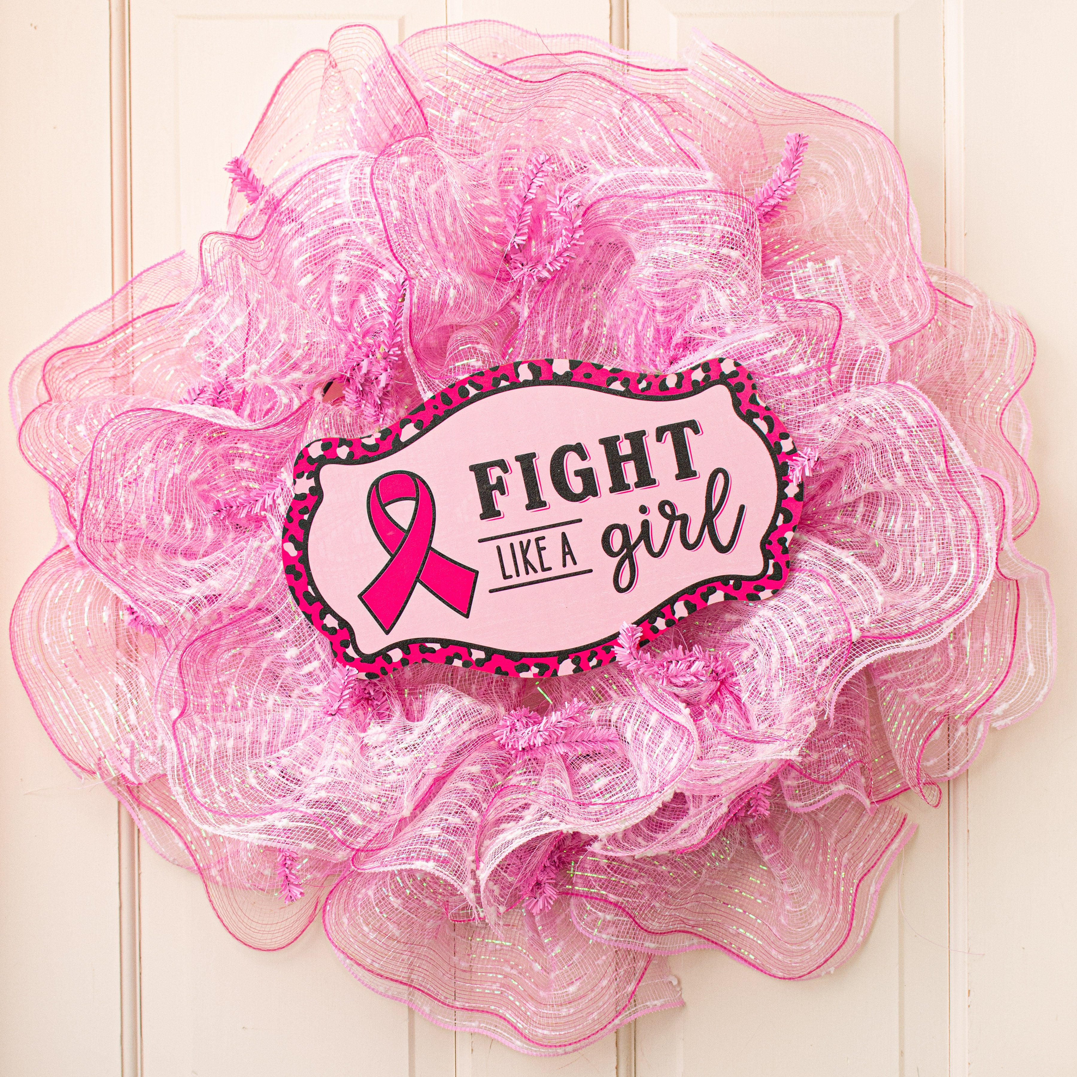 12" Scalloped Wooden Sign: Fight Like A Girl Awareness Lifestyle Photo