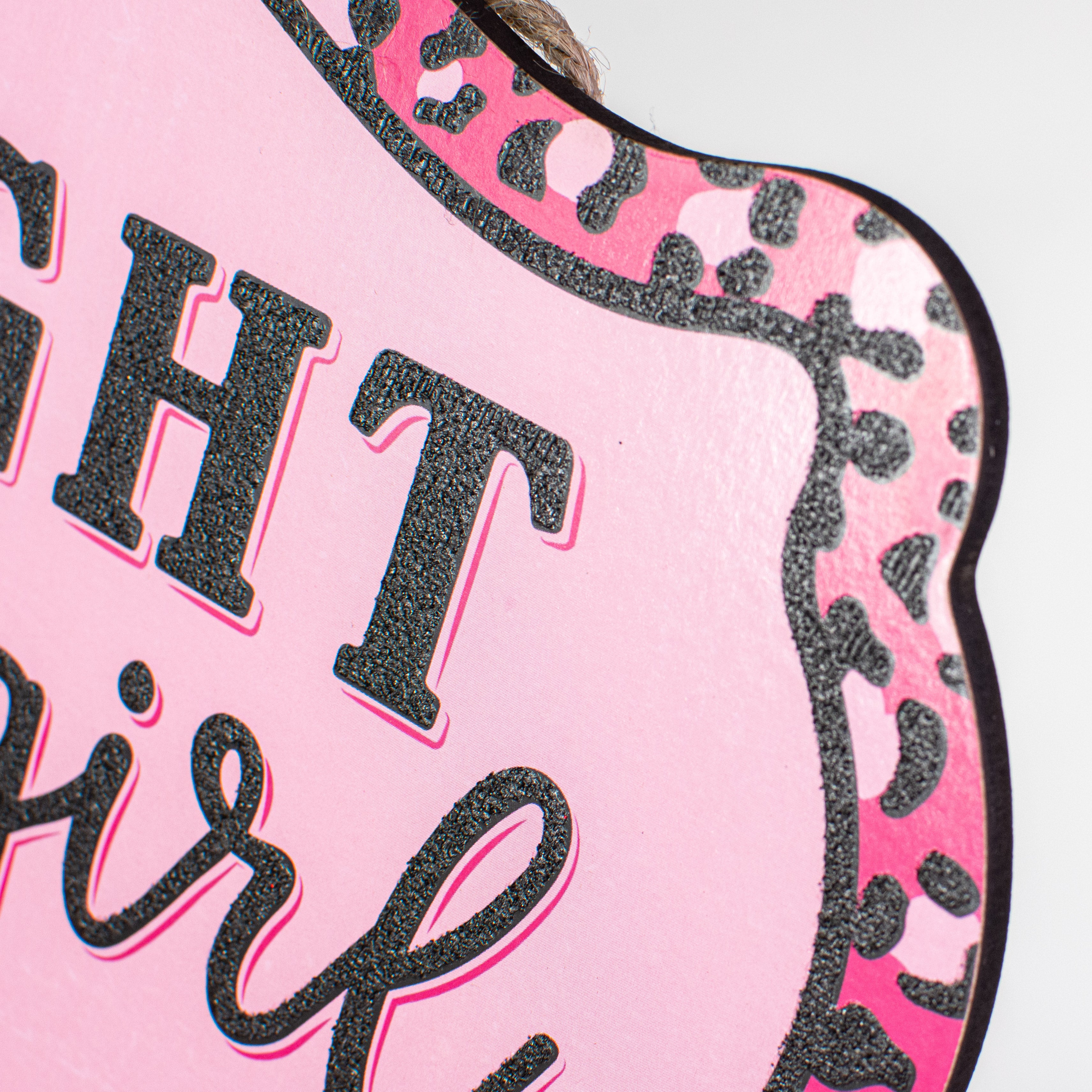12" Scalloped Wooden Sign: Fight Like A Girl Awareness detail photo 3