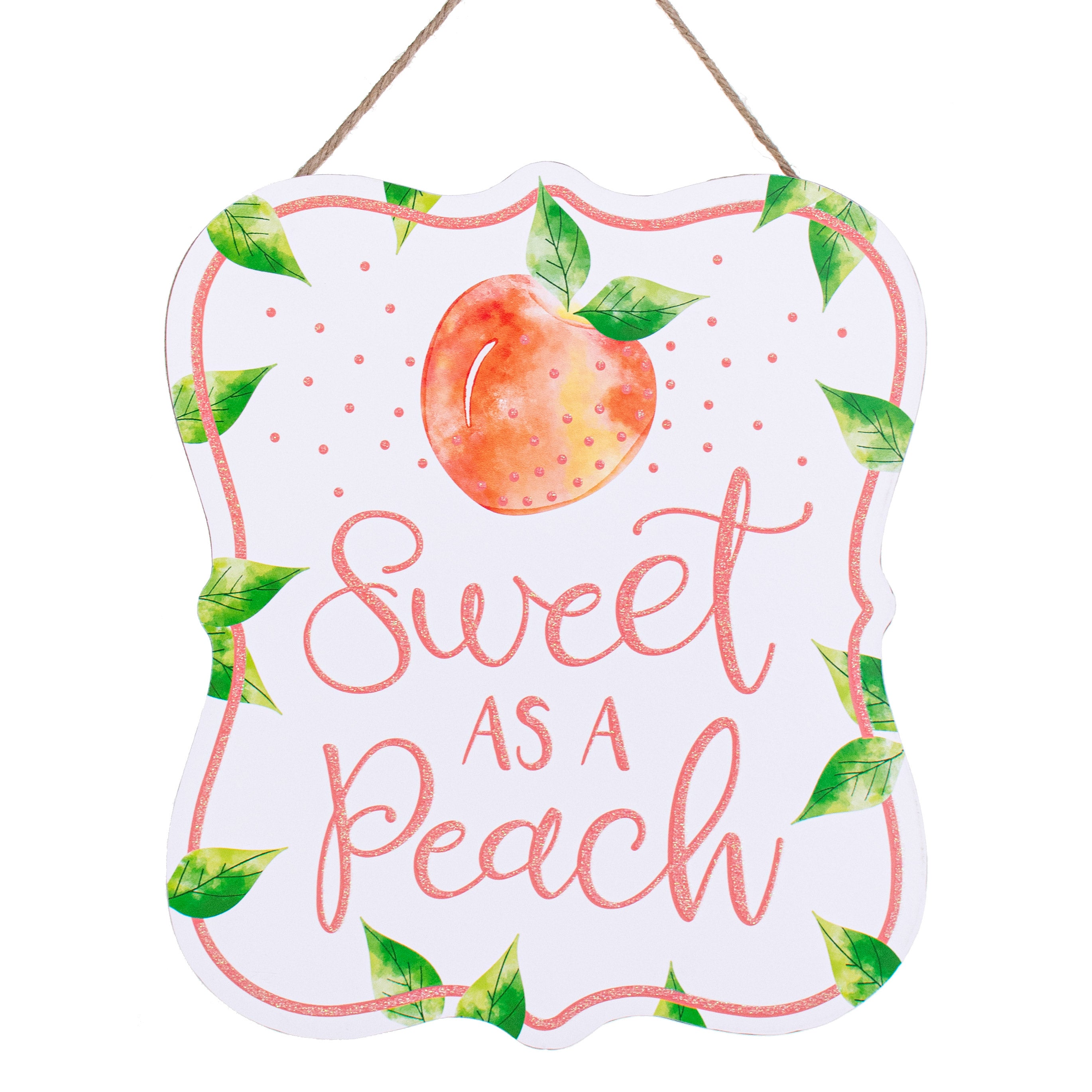 10" Scalloped Wooden Sign: Glitter Sweet As A Peach Item Number: AP8884