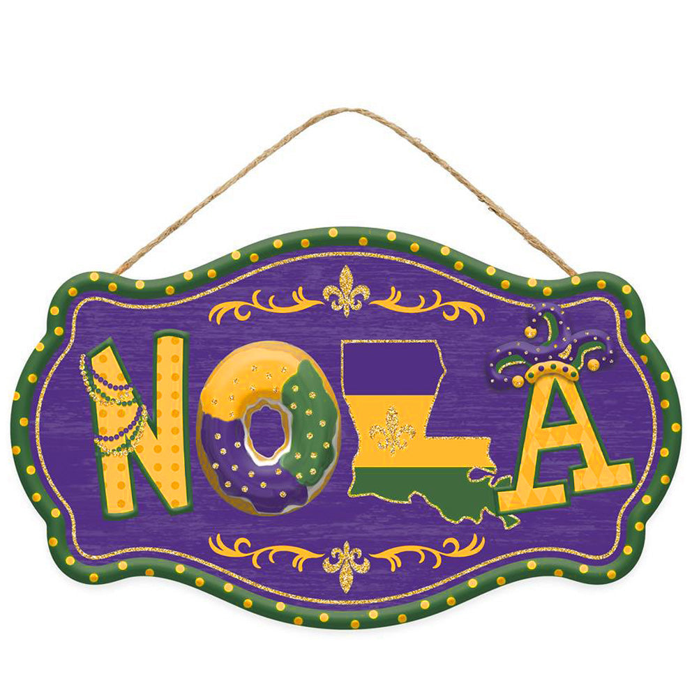 12" Scalloped Wooden Sign: NOLA Item Number: AP7842