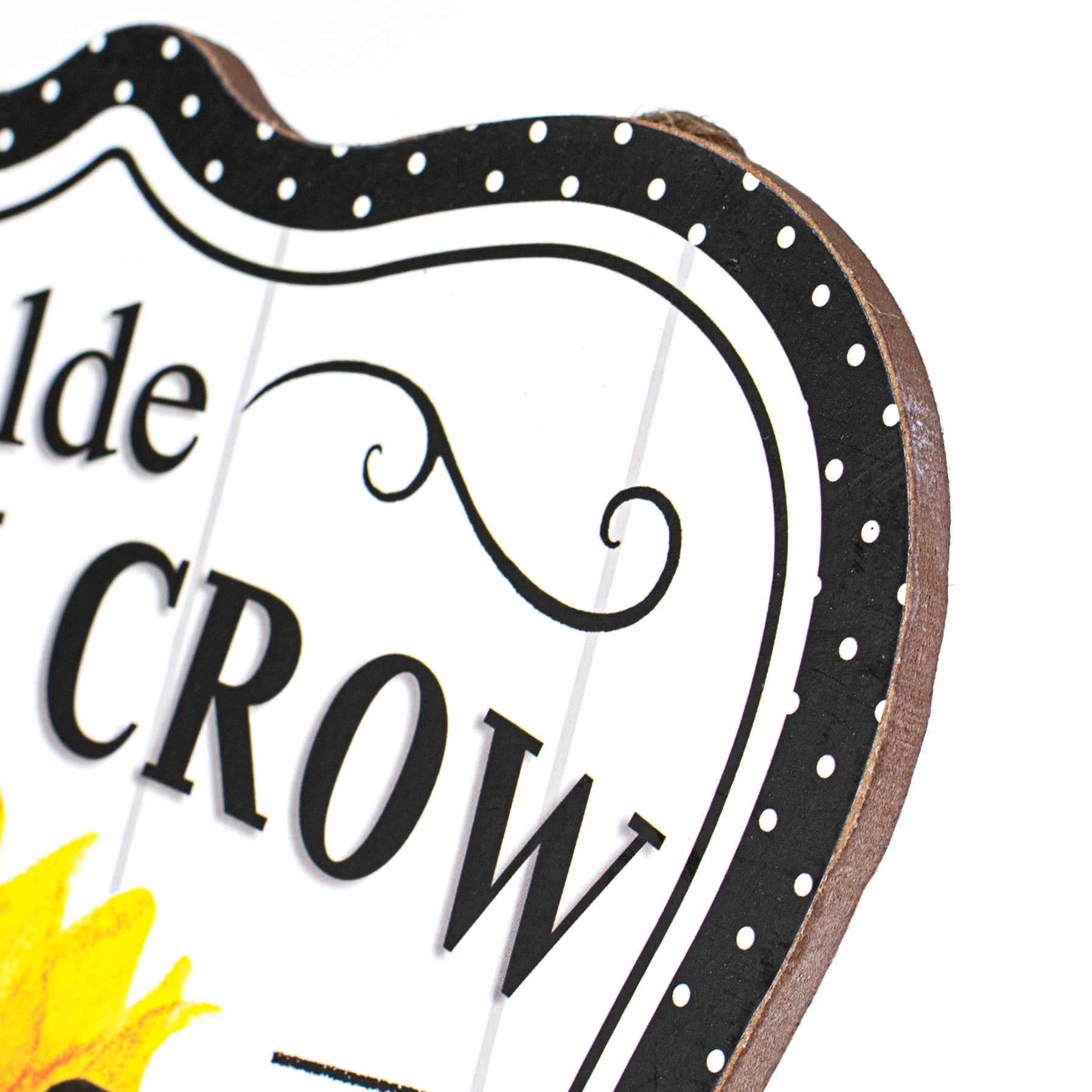 10" Scalloped Wooden Sign: Olde Crow Sunflower Seeds detail photo 3