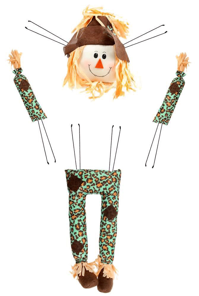 Scarecrow Wreath Accent: Teal Leopard (4 Piece) Item Number: HA4043