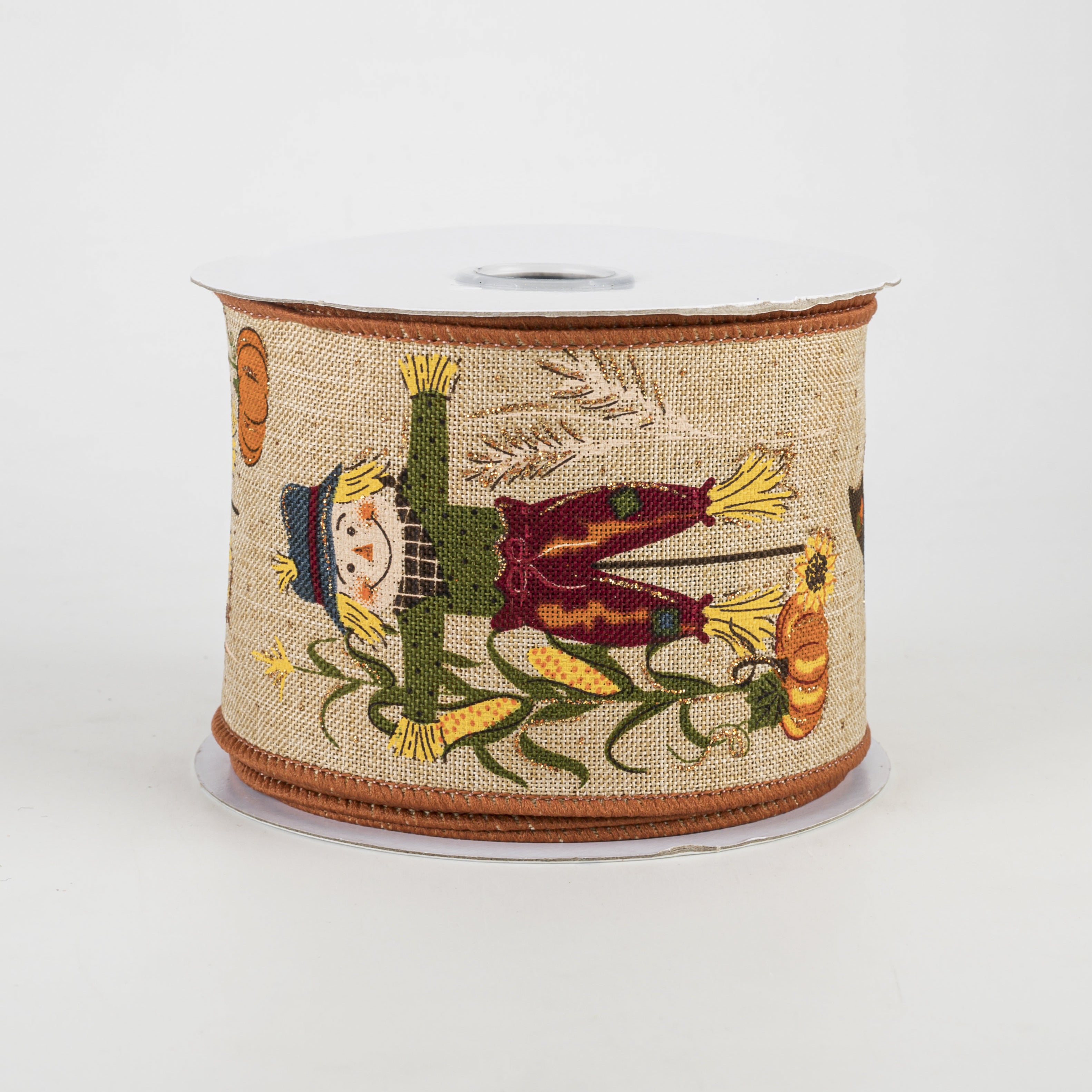 2.5" Scarecrows With Glitter Ribbon: Brown Beige (10 Yards)