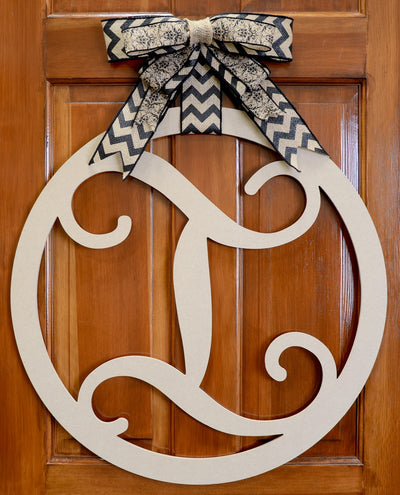 23" Script Circle Monogram Wooden Letter: I Lifestyle Photo