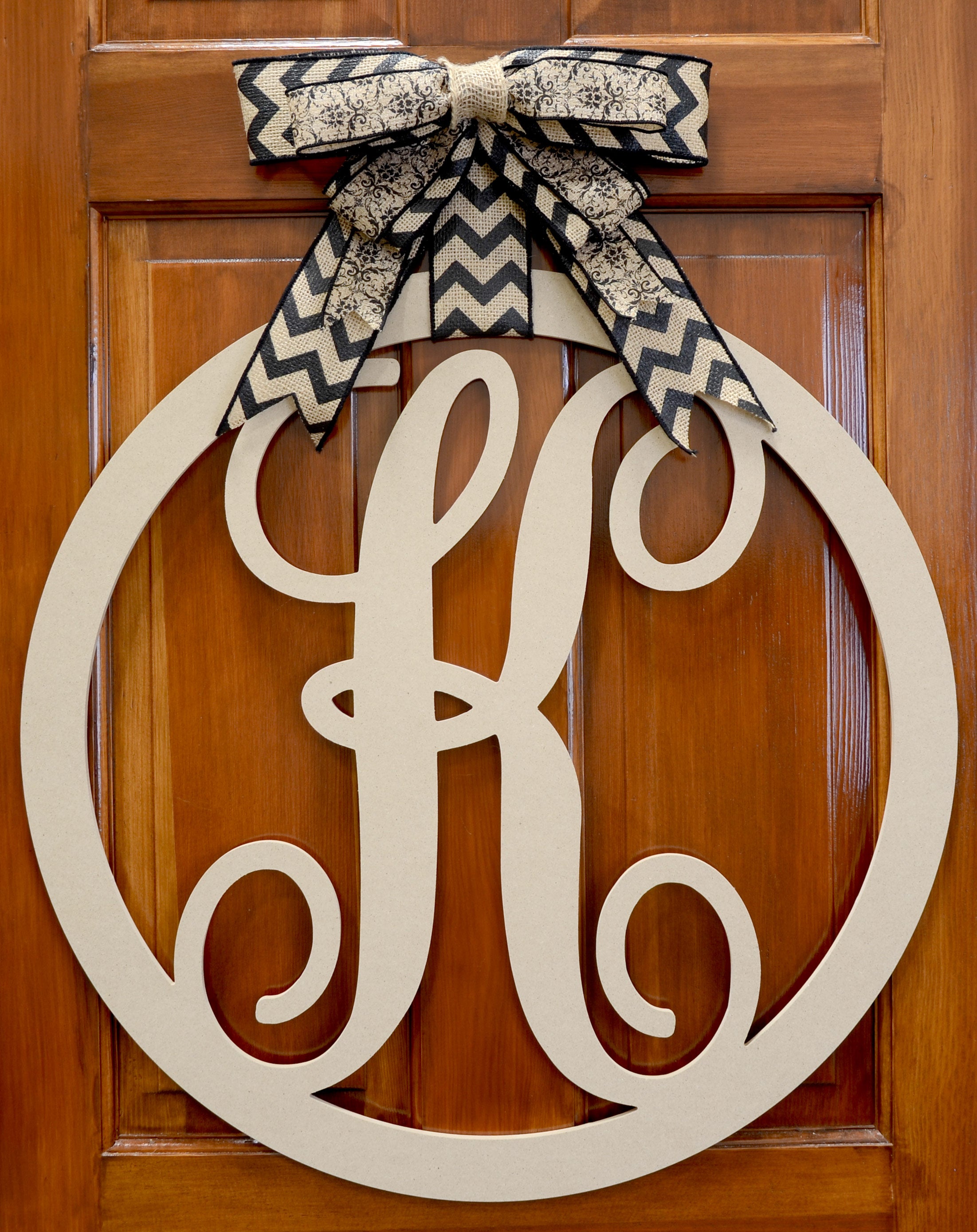 23" Script Circle Monogram Wooden Letter: K Lifestyle Photo