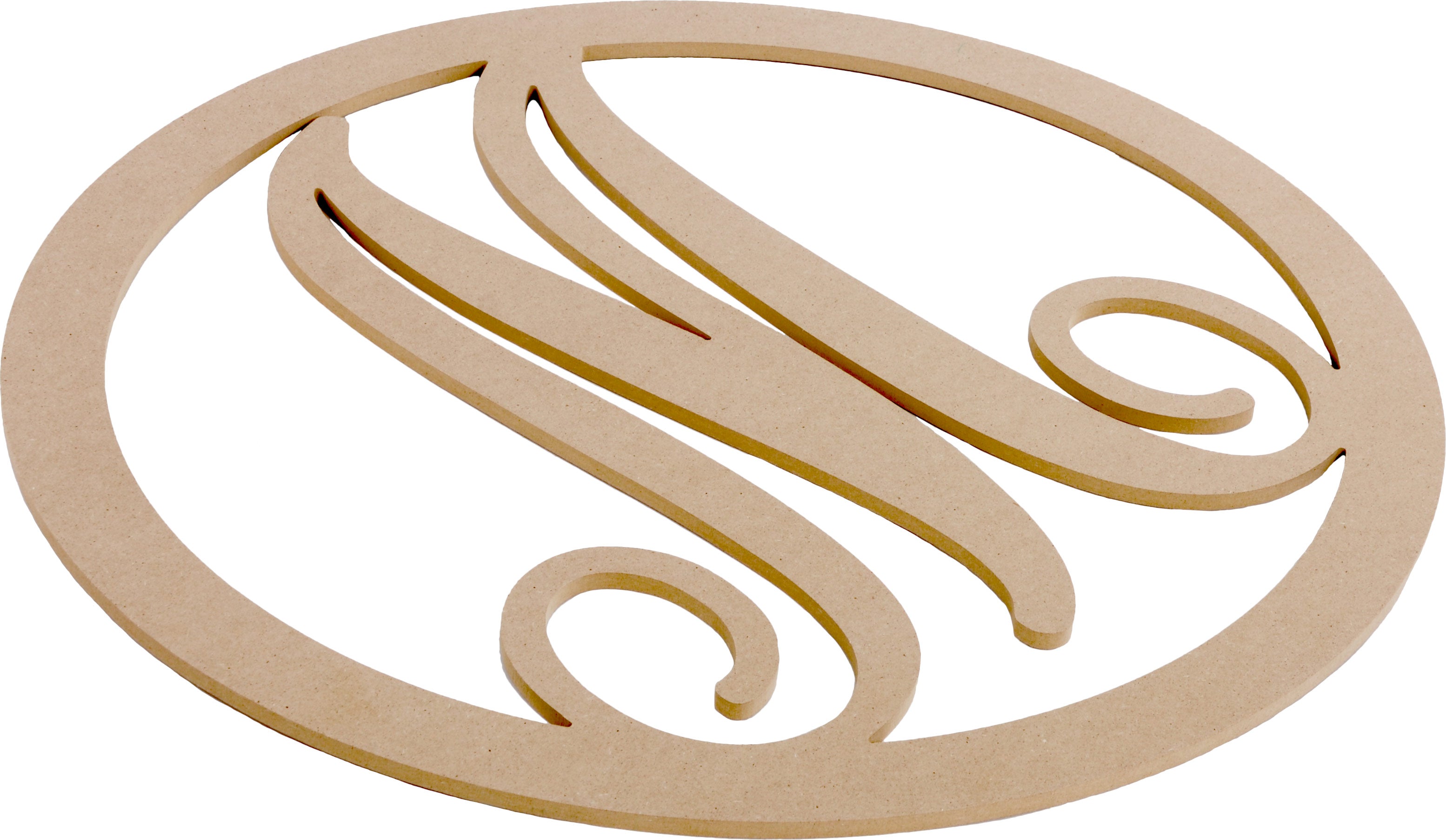 23" Script Circle Monogram Wooden Letter: M detail photo 3