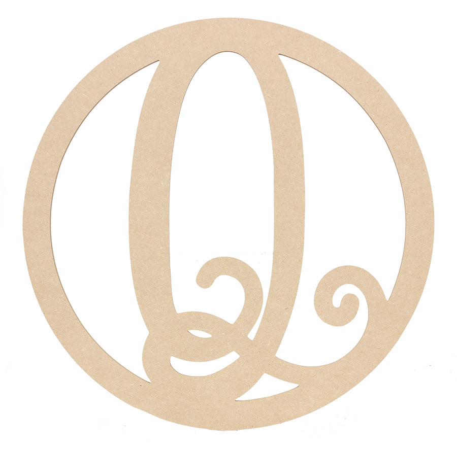 23" Script Circle Monogram Wooden Letter: Q Item Number: AB2250