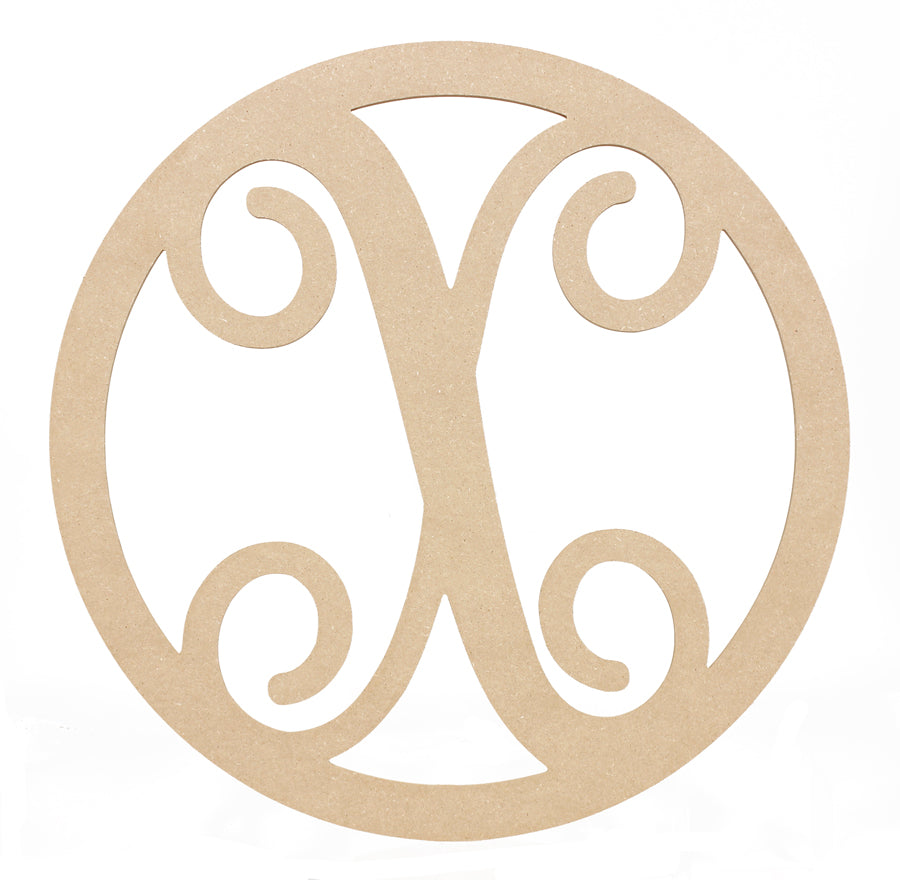 23" Script Circle Monogram Wooden Letter: X Item Number: AB2257