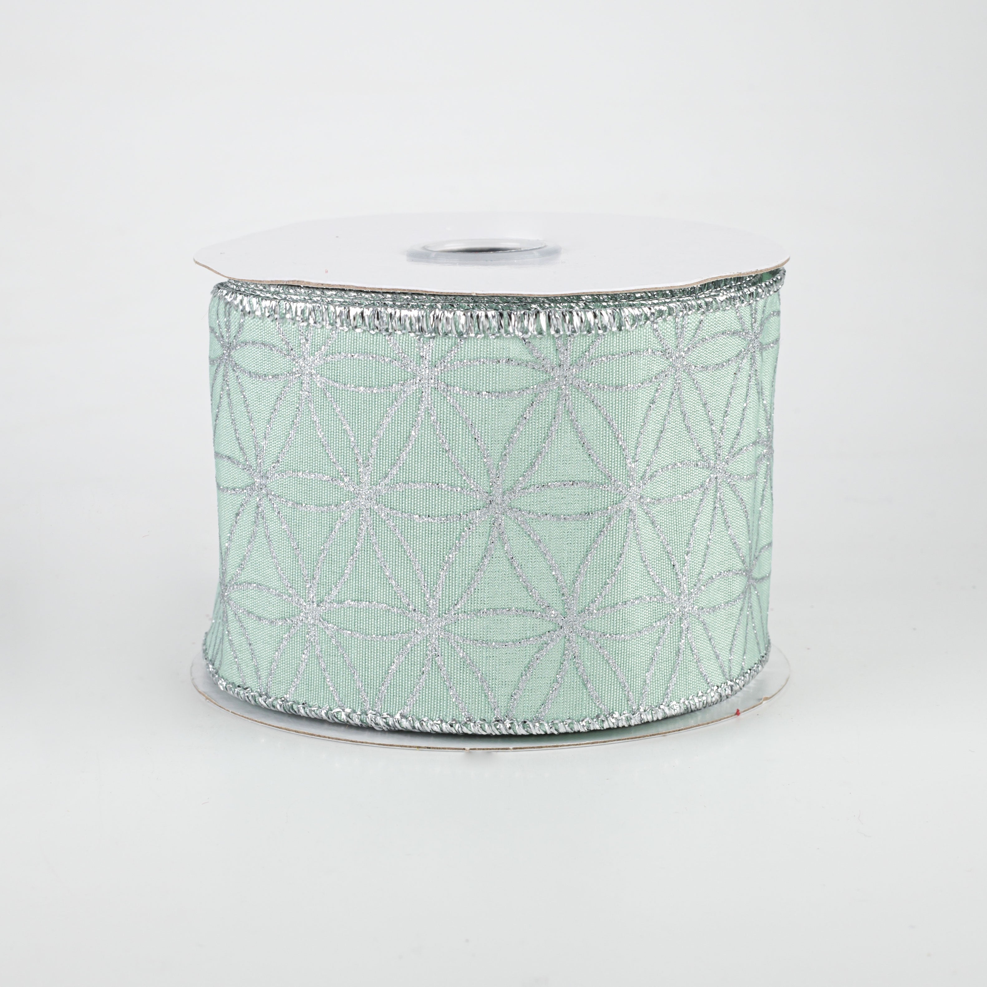 2.5" Seamless Stars Dupioni Ribbon: Robin's Egg & Silver (10 Yards)