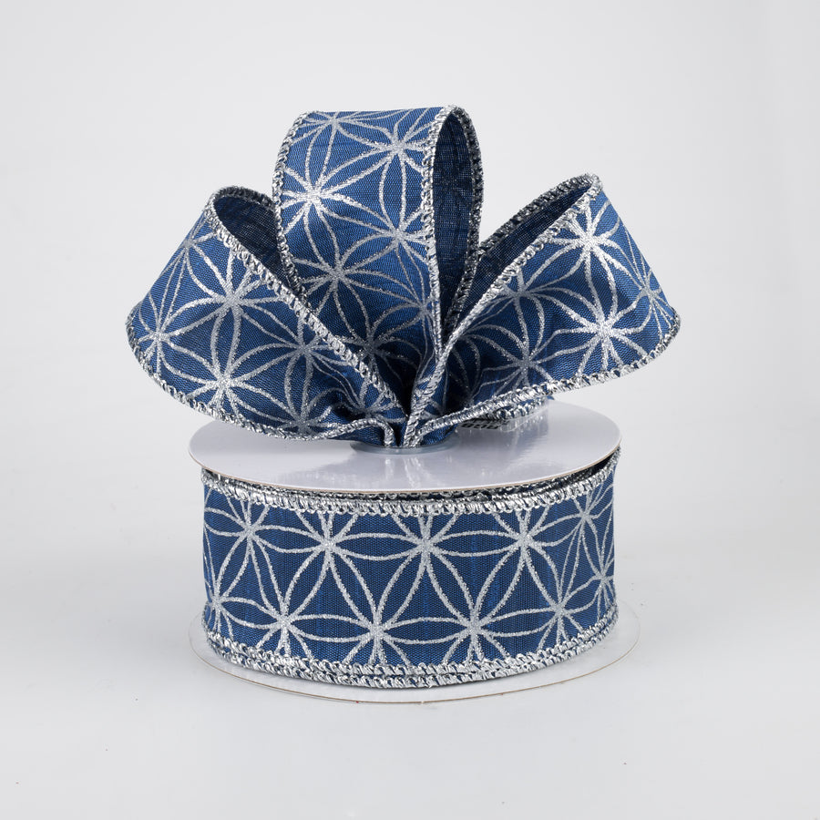1.5" Seamless Stars Dupioni Ribbon: Royal Blue & Silver (10 Yards) Lifestyle Photo