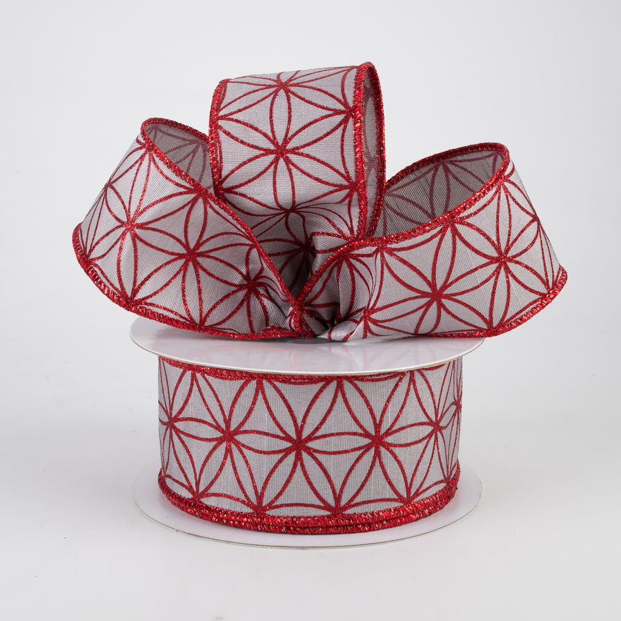 1.5" Seamless Stars Dupioni Ribbon: Silver Grey & Red (10 Yards) Lifestyle Photo