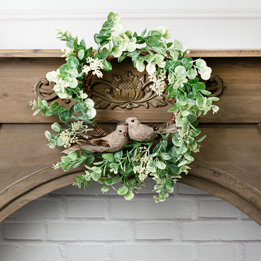16" Seeded Baby Eucalyptus Wreath Lifestyle Photo