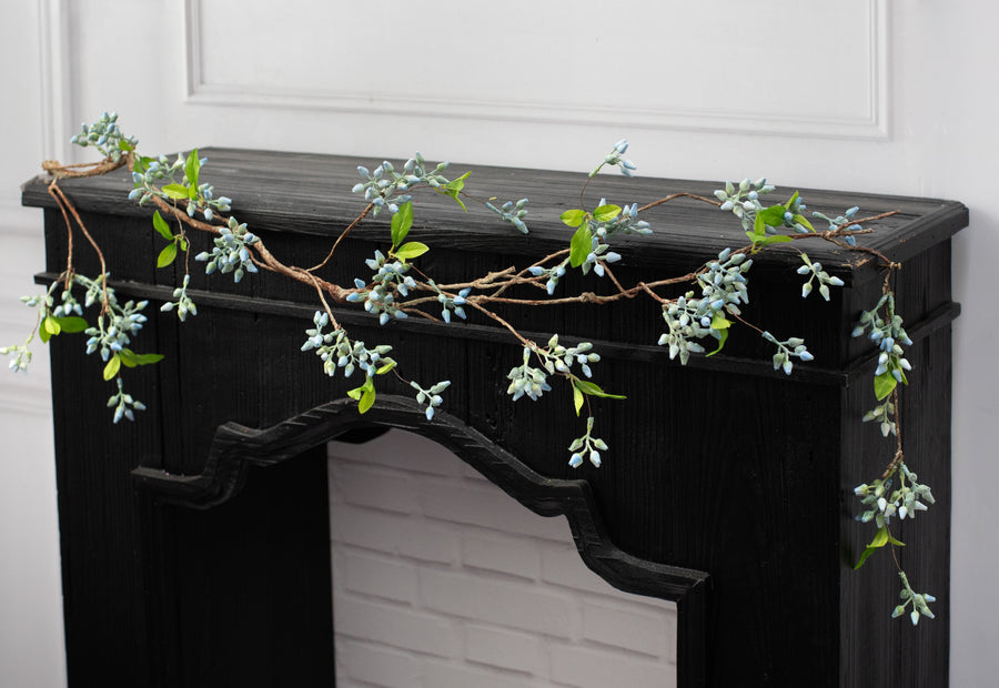 62" Seeded Berry Vine Garland: Blue Lifestyle Photo