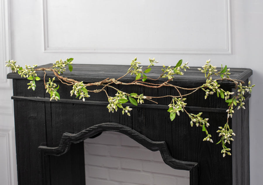 62" Seeded Berry Vine Garland: White Lifestyle Photo