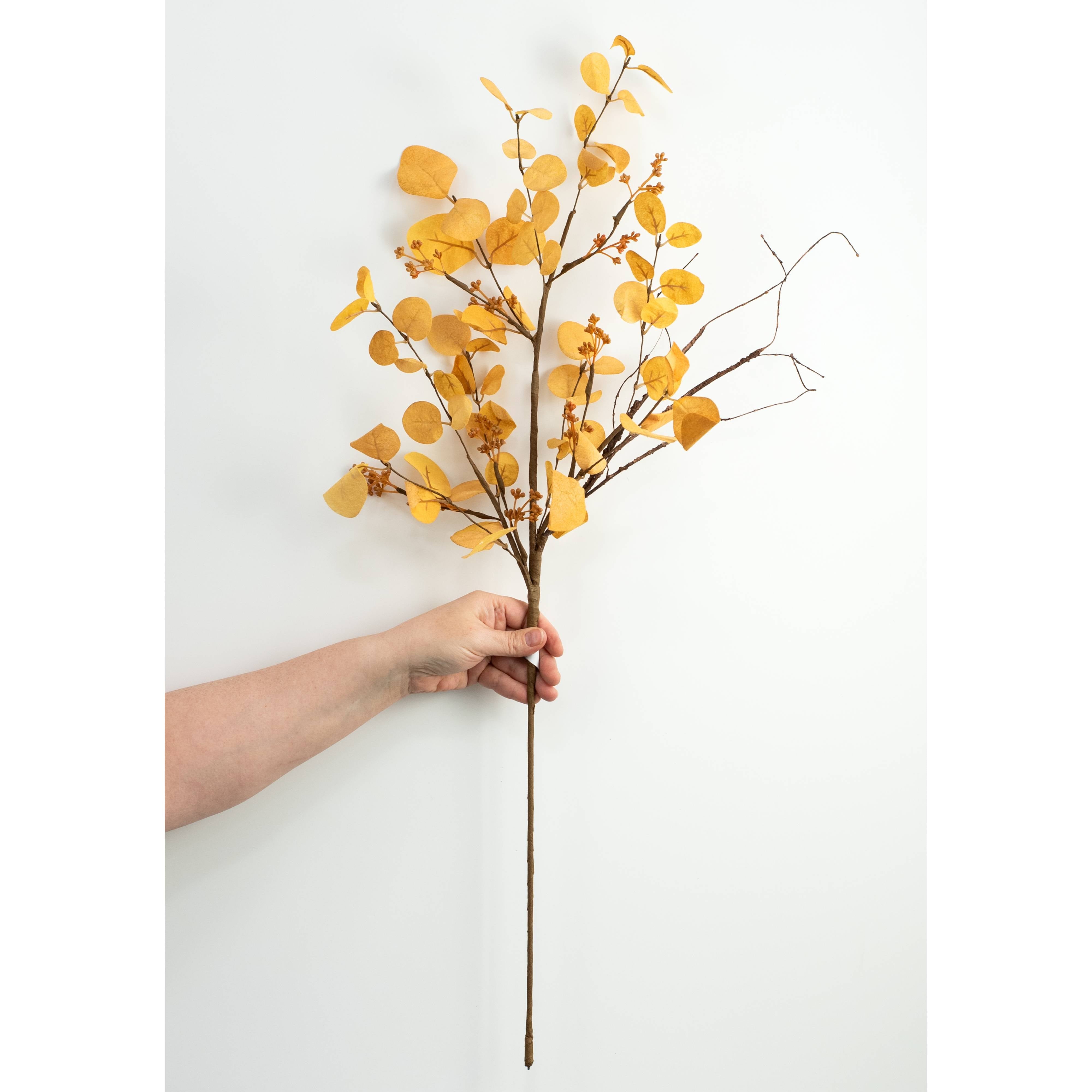 32" Seeded Eucalyptus Spray: Mustard Yellow detail photo 3