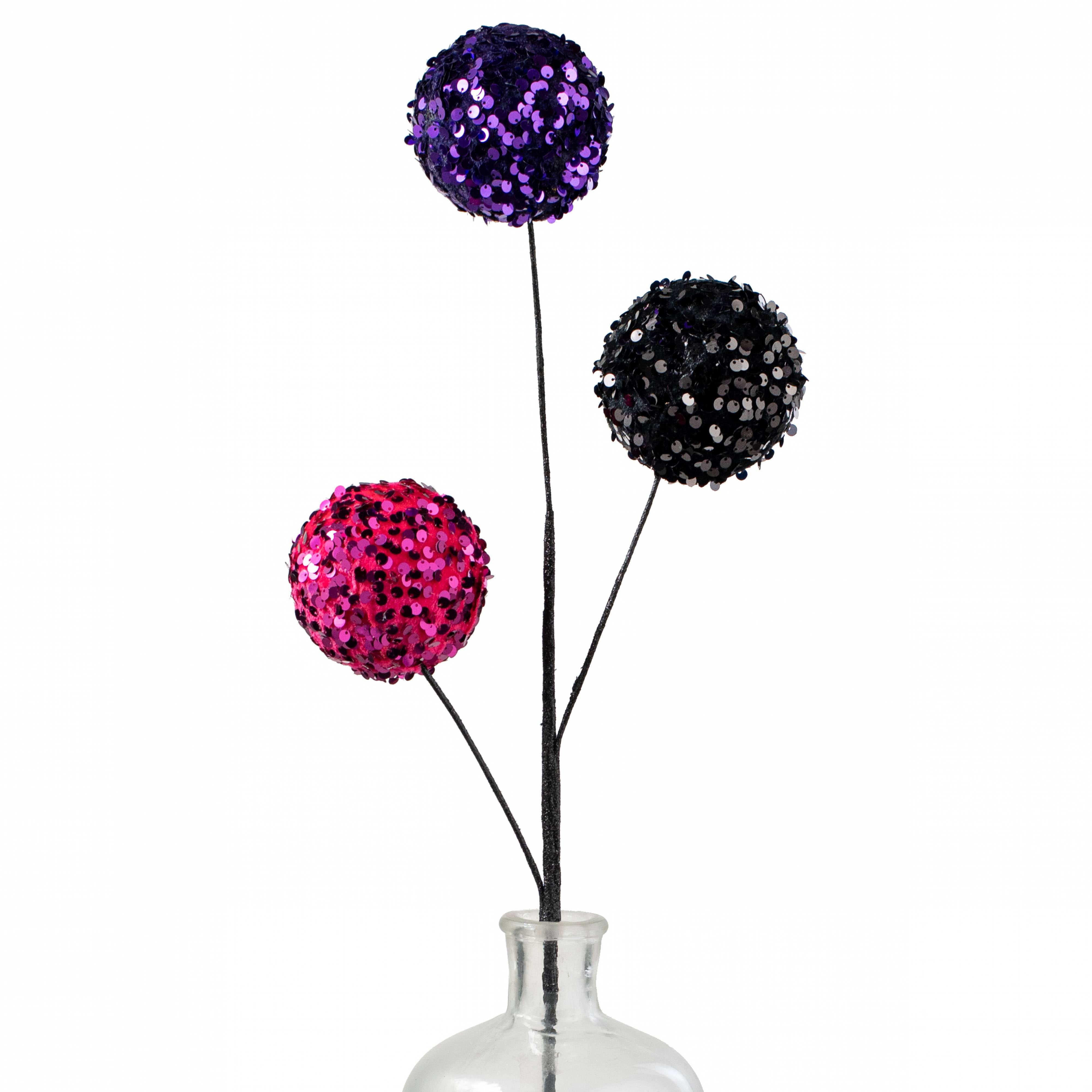 26" Sequin Ball Spray: Purple, Black & Fuchsia Pink Item Number: XS1251AT