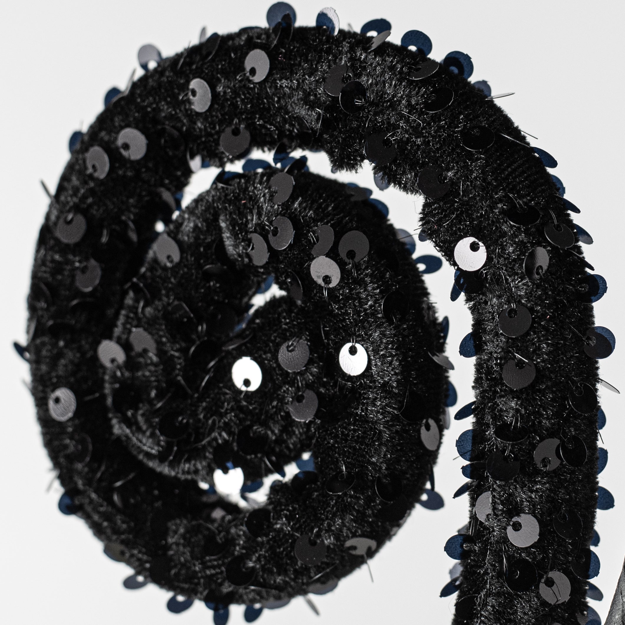28" Sequin Curly Spray: Black Lifestyle Photo