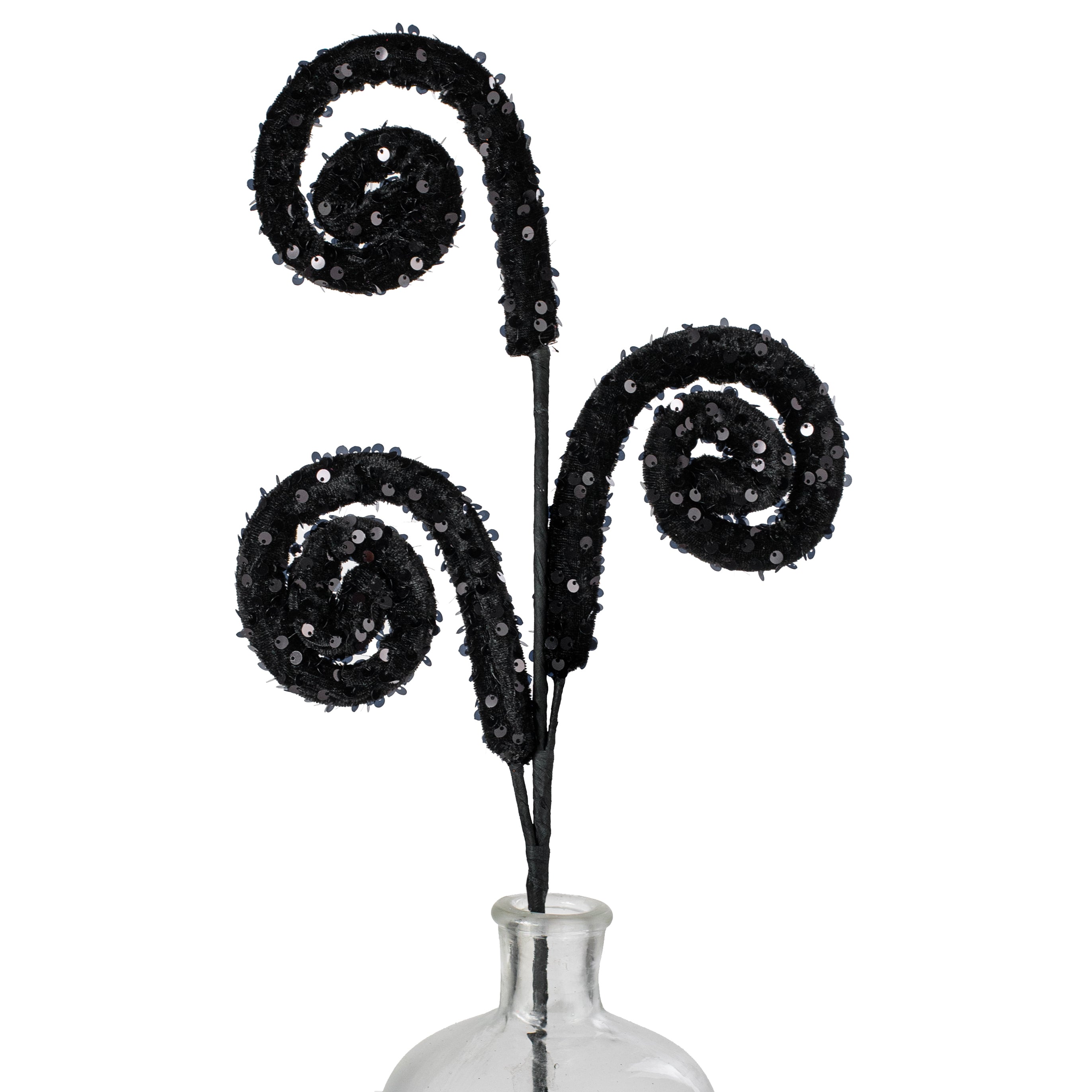 28" Sequin Curly Spray: Black Item Number: 57053BK