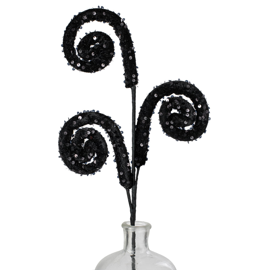 28" Sequin Curly Spray: Black Item Number: 57053BK