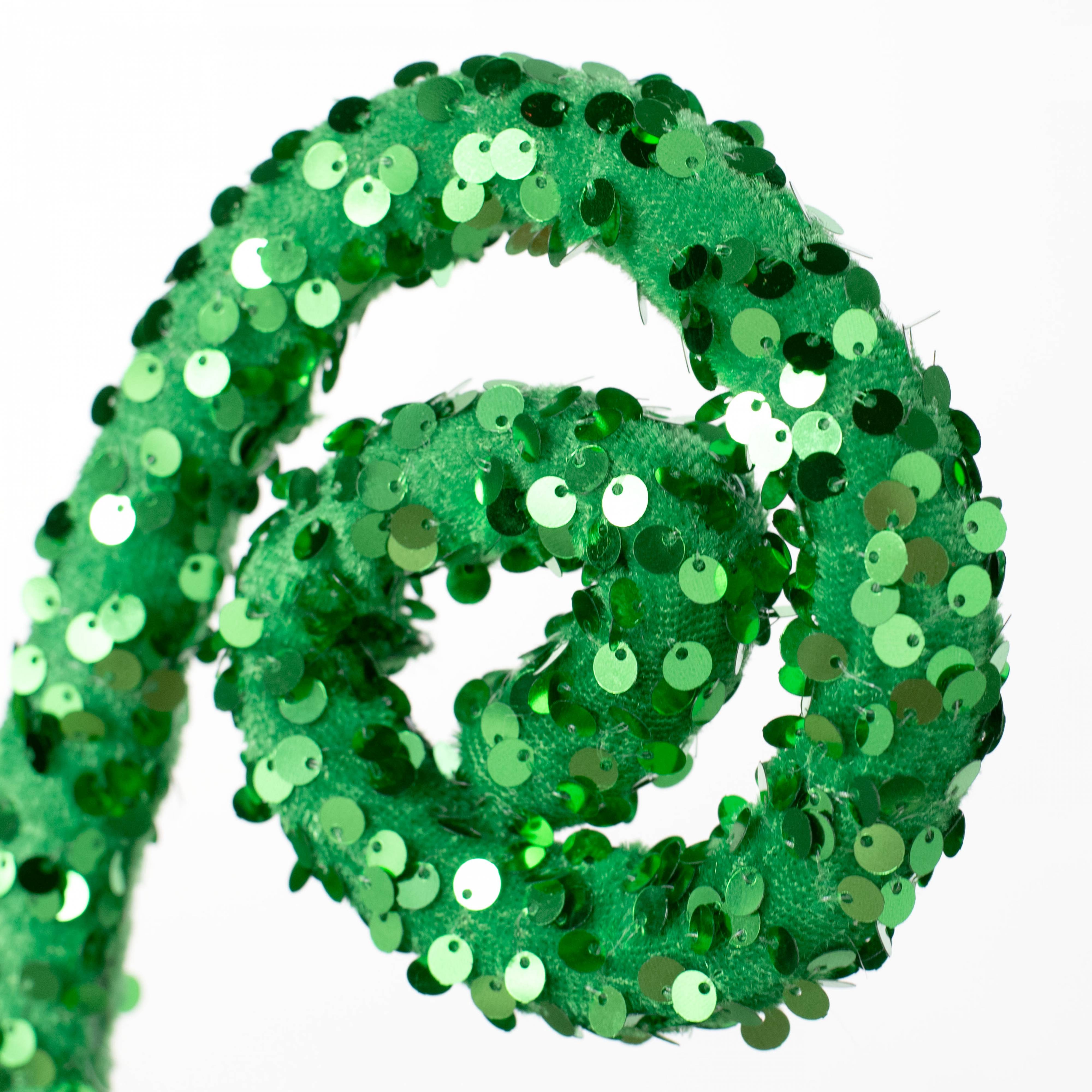 28" Sequin Curly Spray: Emerald Green Lifestyle Photo