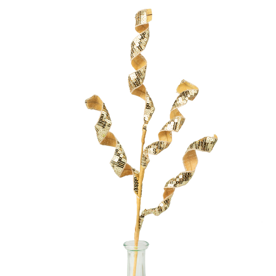 16" Sequin Curly Spray: Gold Item Number: 84108GD