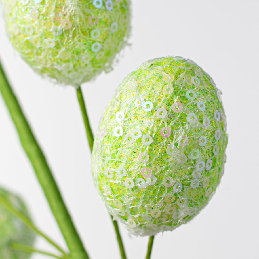 22" Sequin Easter Egg Spray: Iridescent Green Lifestyle Photo