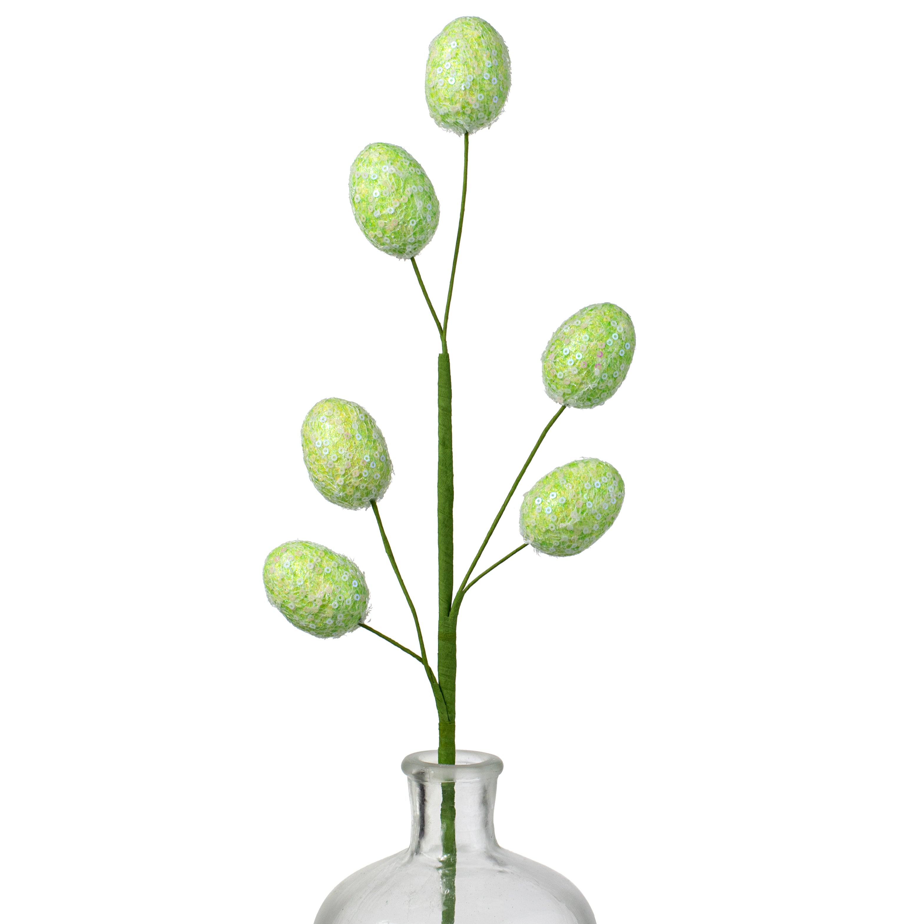 22" Sequin Easter Egg Spray: Iridescent Green Item Number: 63495GN