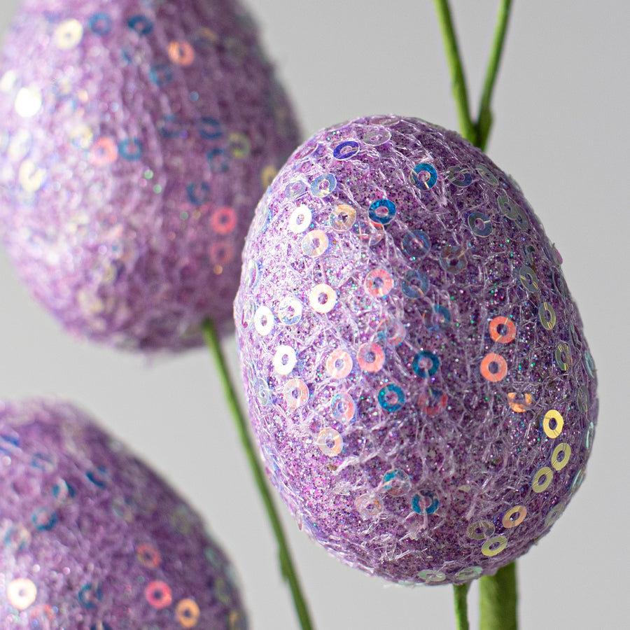 22" Sequin Easter Egg Spray: Purple Lifestyle Photo