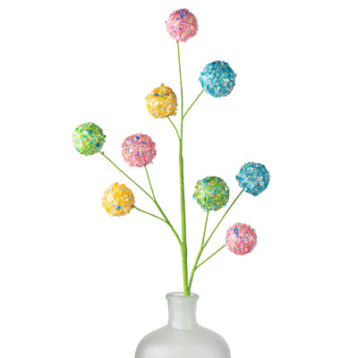 29" Sequin Glitter Ball Spray: Iridescent Pink, Yellow, Green Item Number: HE4199