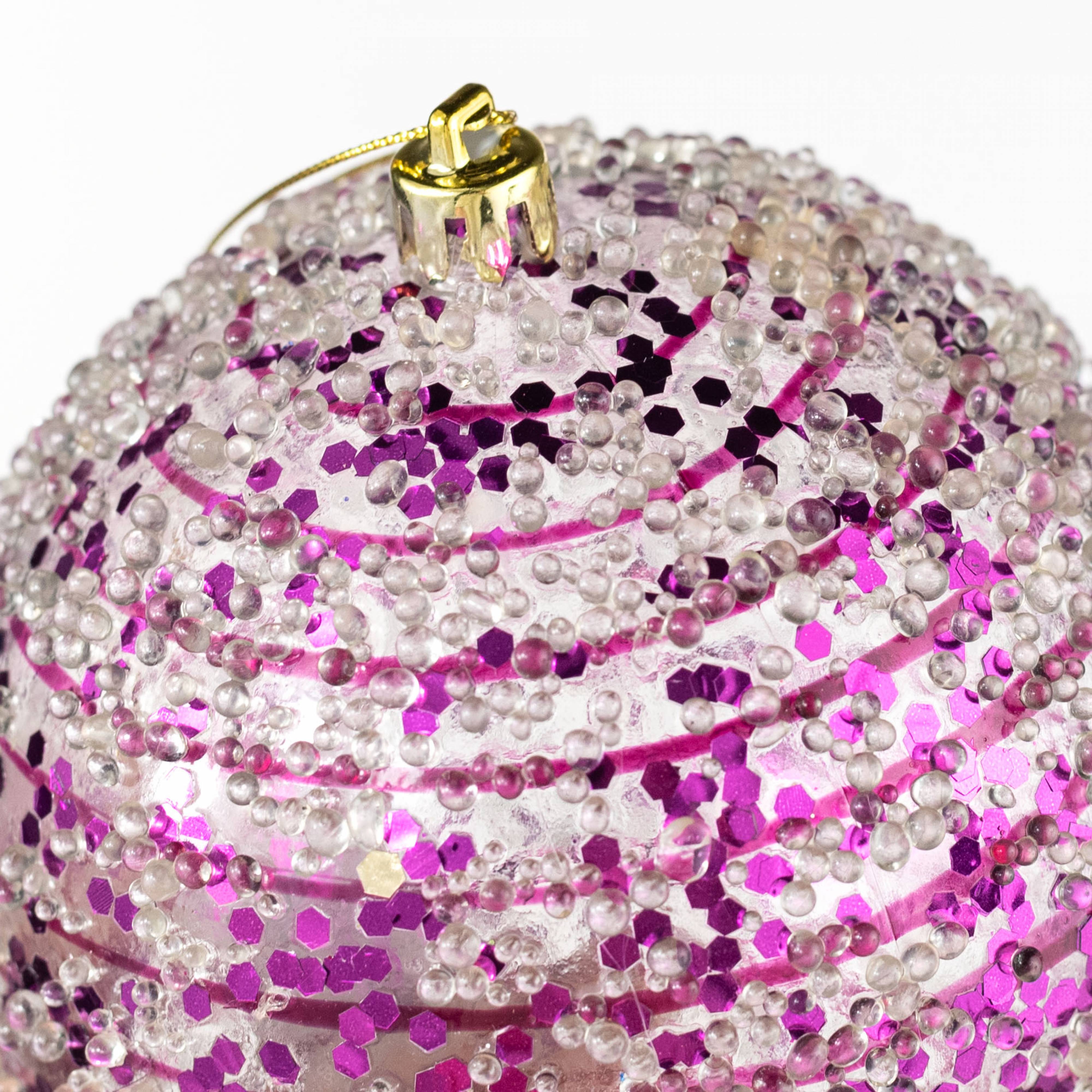 4" Sequin Iced Ball Ornament: Purple detail photo 3