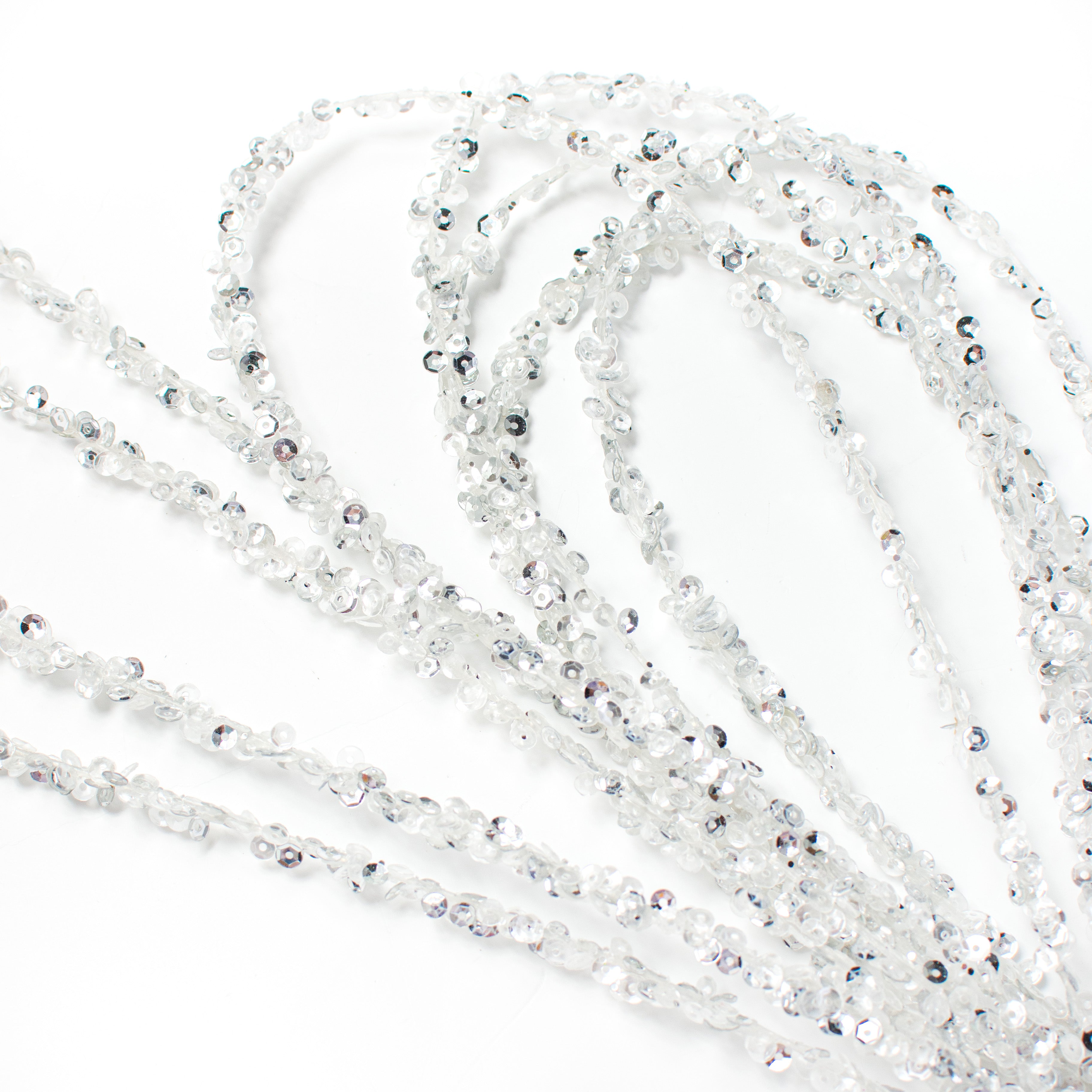 36" Sequin Loop Spray: Clear & Silver Item Number: 100748