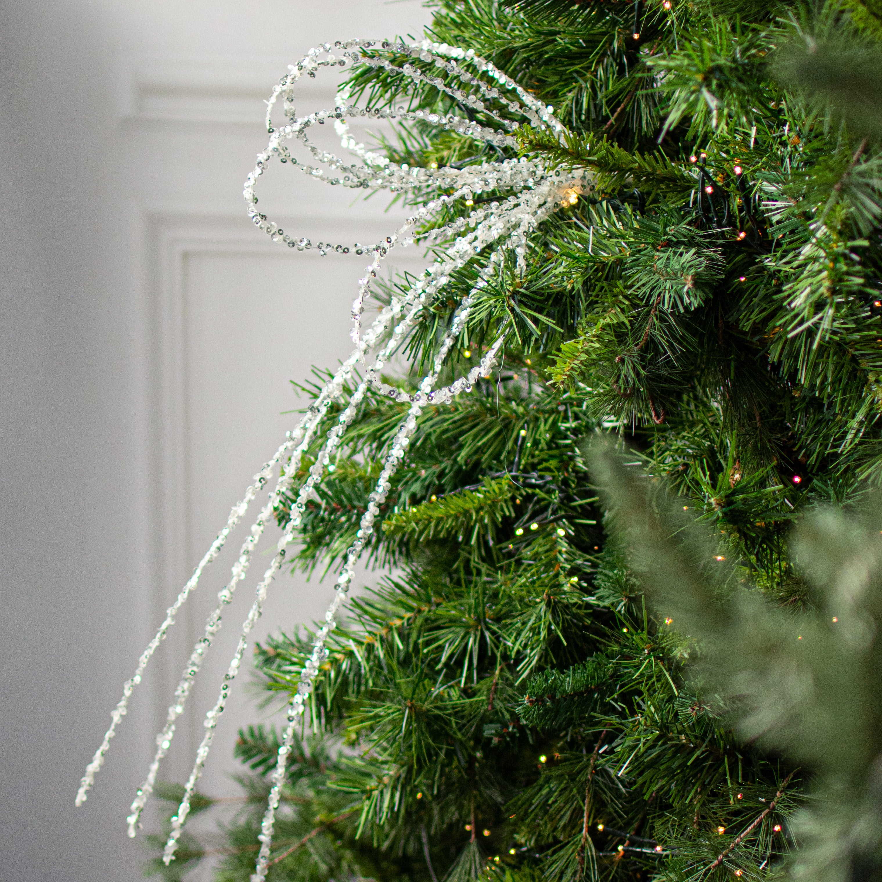 36" Sequin Loop Spray: Clear & Silver Lifestyle Photo