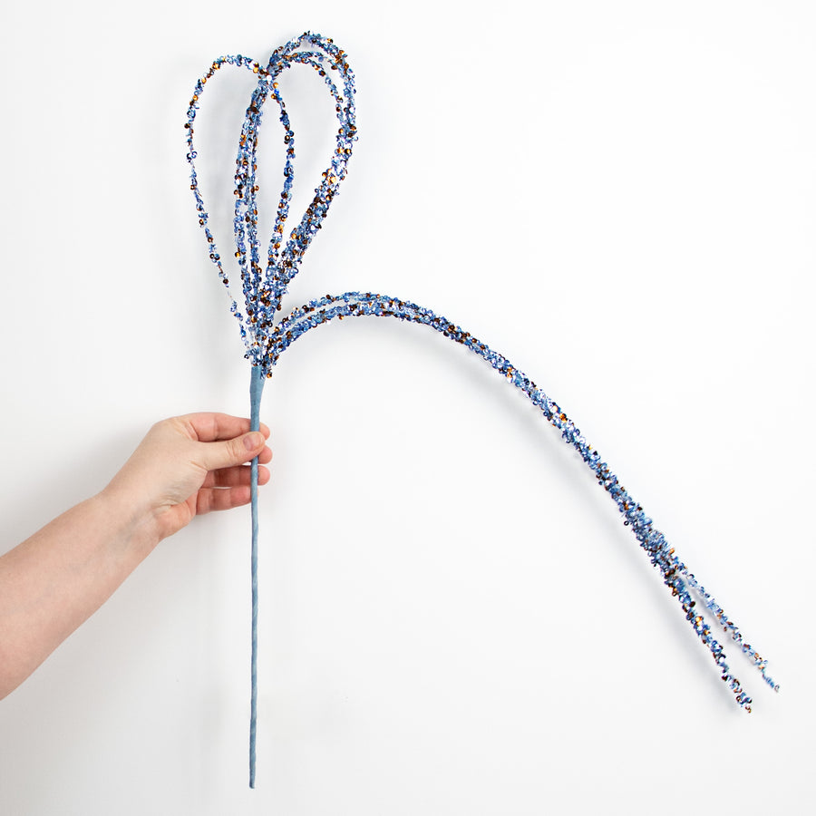 36" Sequin Loop Spray: Scuba Blue & Taupe detail photo 3