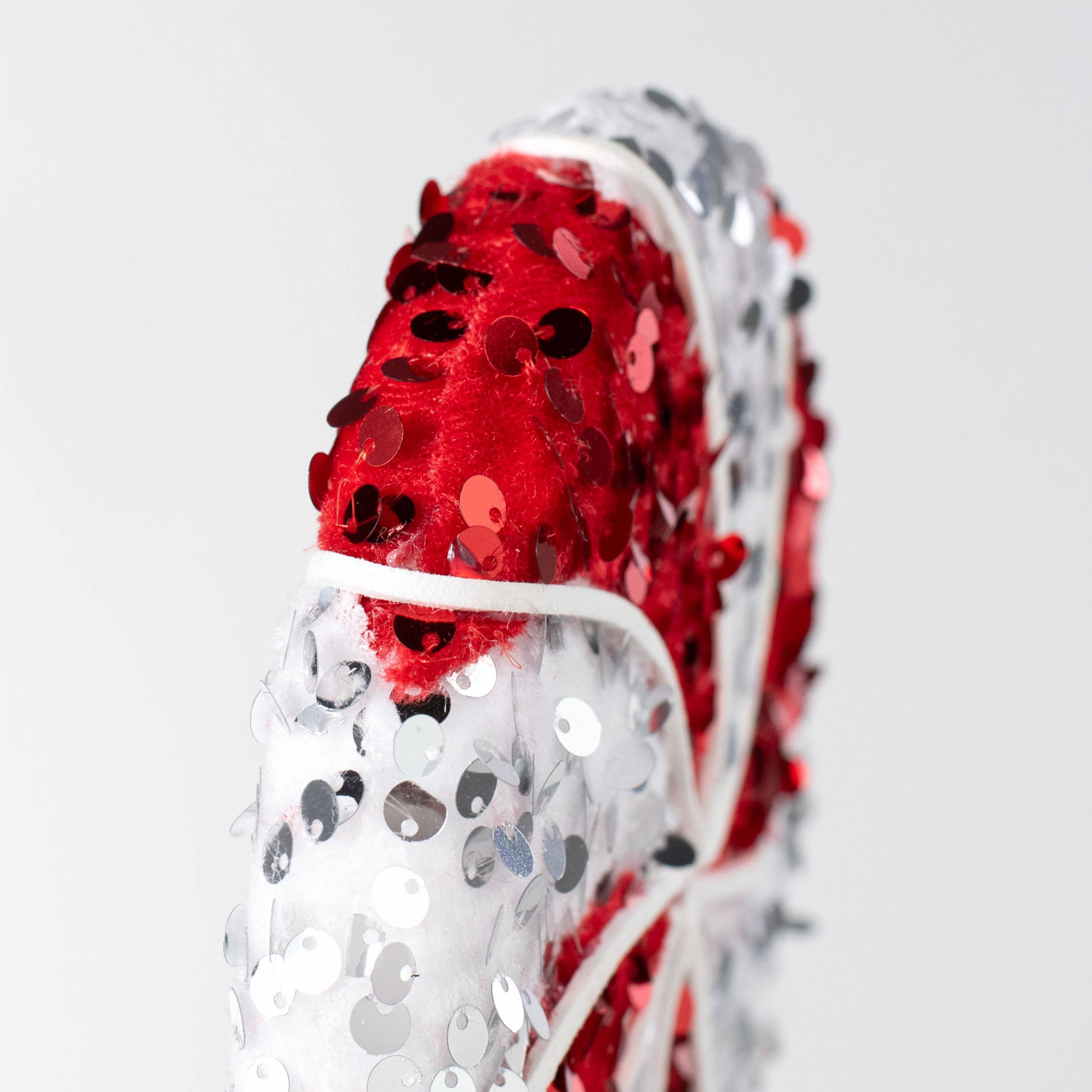 4.75" Sequin Peppermint Ornament: Red & White detail photo 3