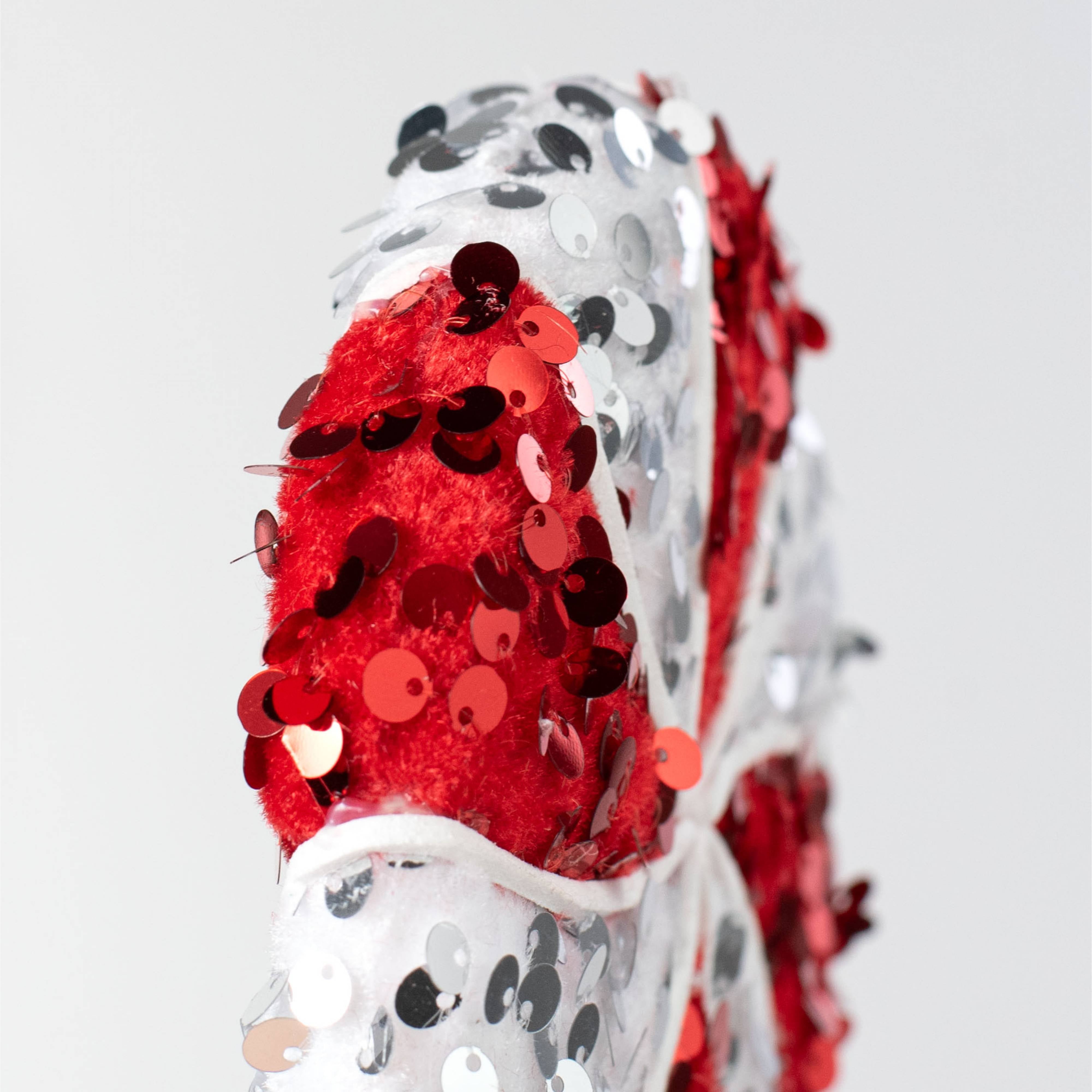 6" Sequin Peppermint Ornament: Red & White detail photo 3