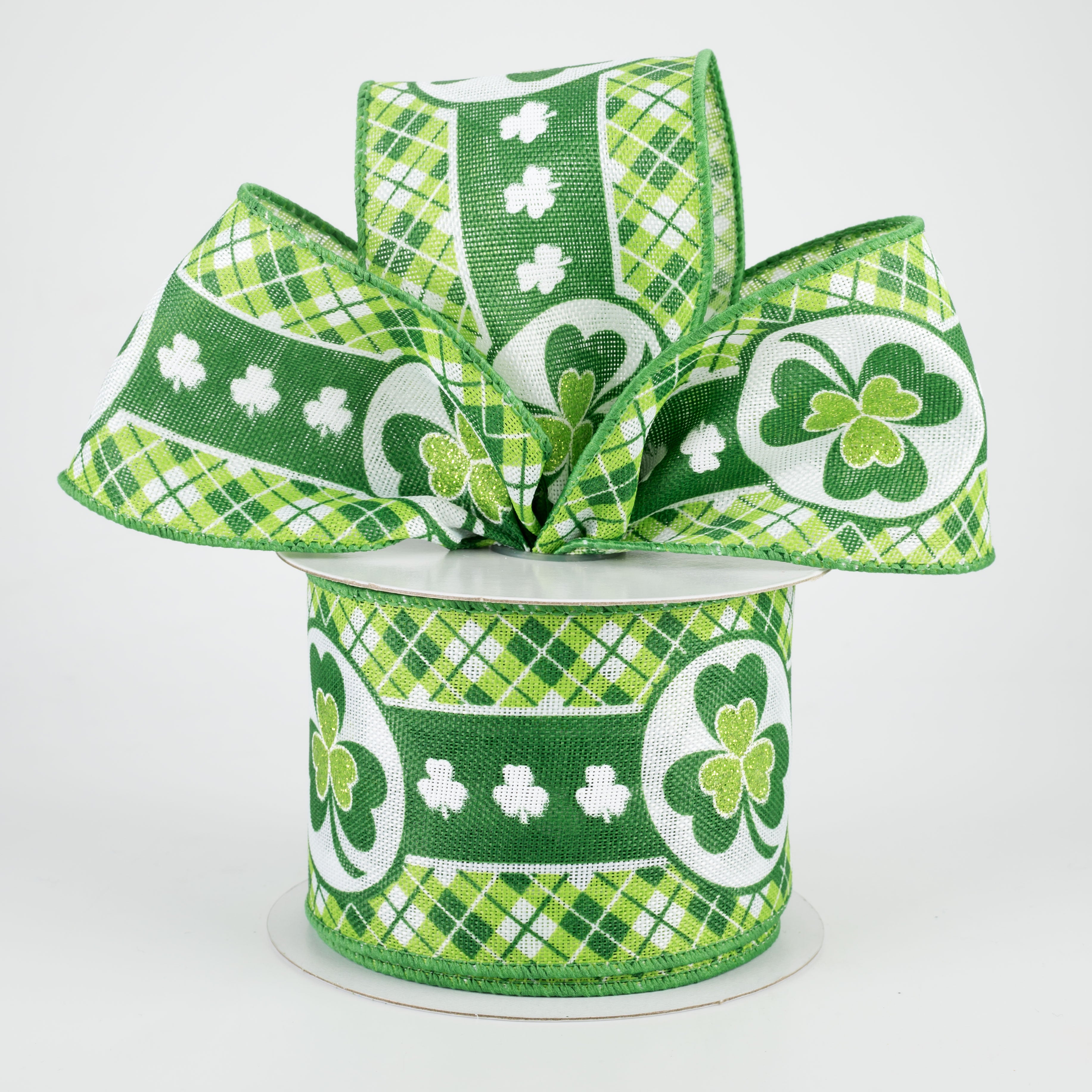 2.5" Shamrock Argyle Edge Ribbon (10 Yards) Lifestyle Photo