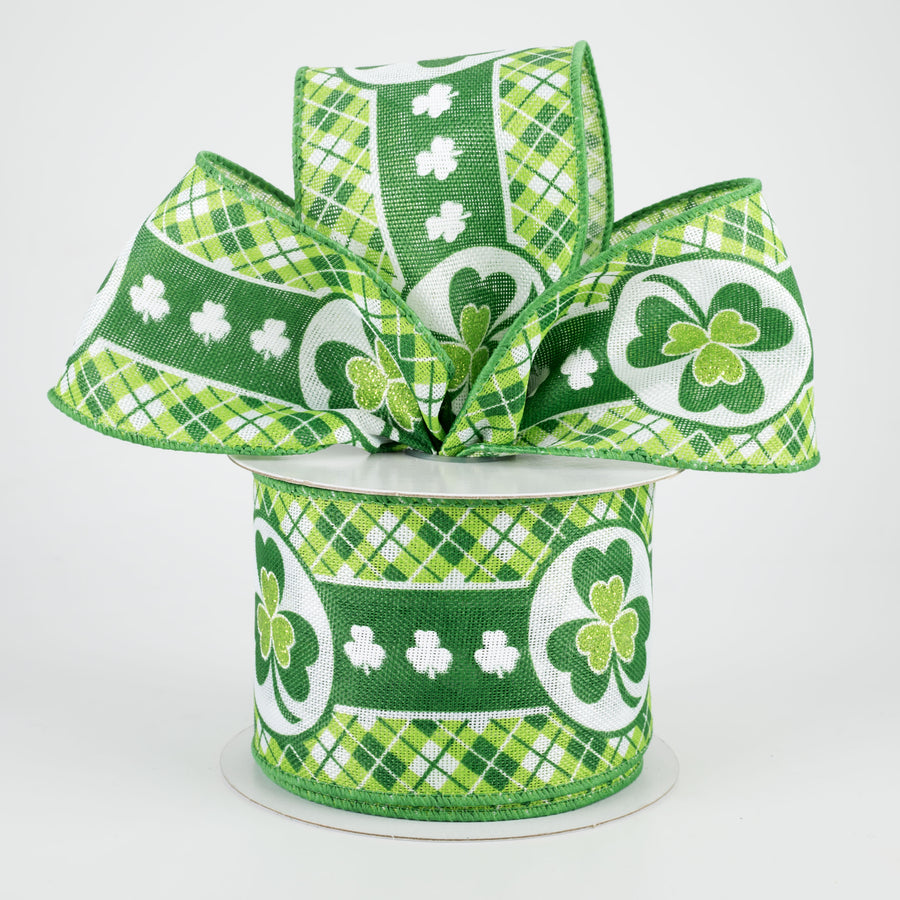 2.5" Shamrock Argyle Edge Ribbon (10 Yards) Lifestyle Photo